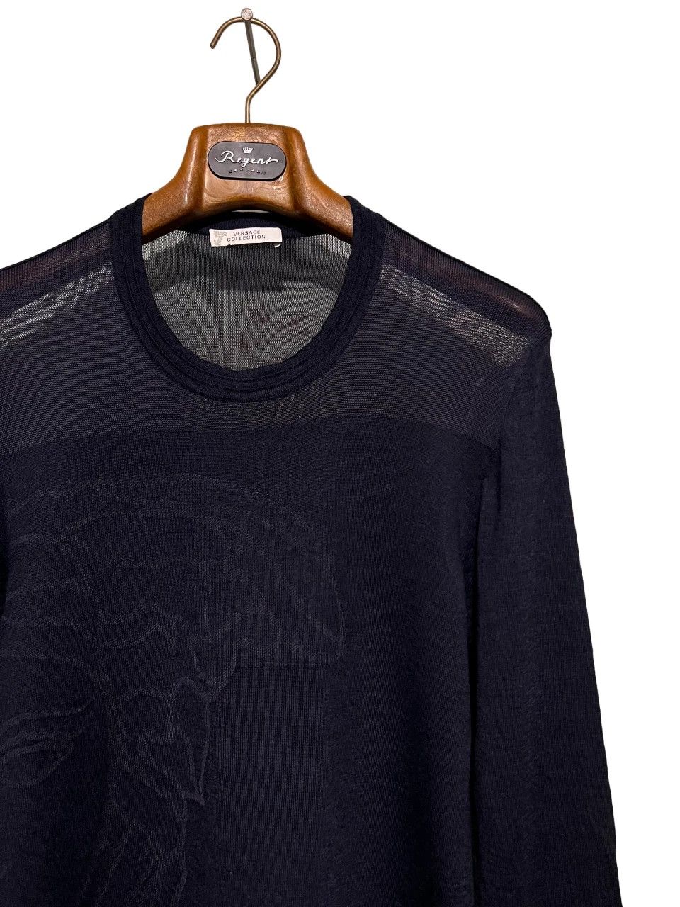 Versace VERSACE Collection Big Logo Sweatshirt Jumper Wool Navy Blue Size US M / EU 48-50 / 2 - 3 Thumbnail