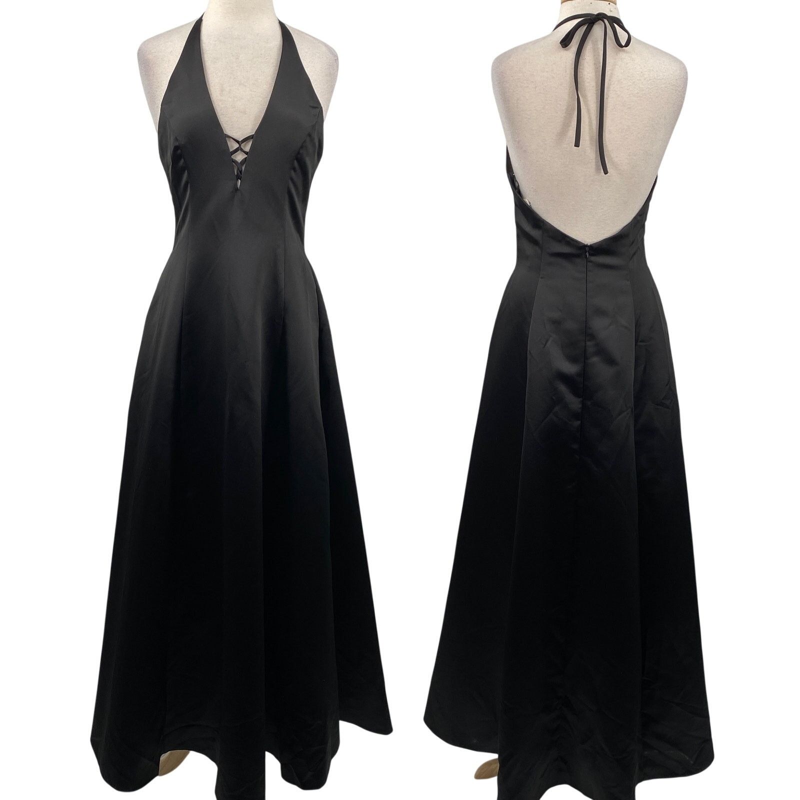 Vintage Vintage Y2k Scott McClintock Lace Up Gown Satin Black NEW Size M / US 6-8 / IT 42-44 - 1 Thumbnail