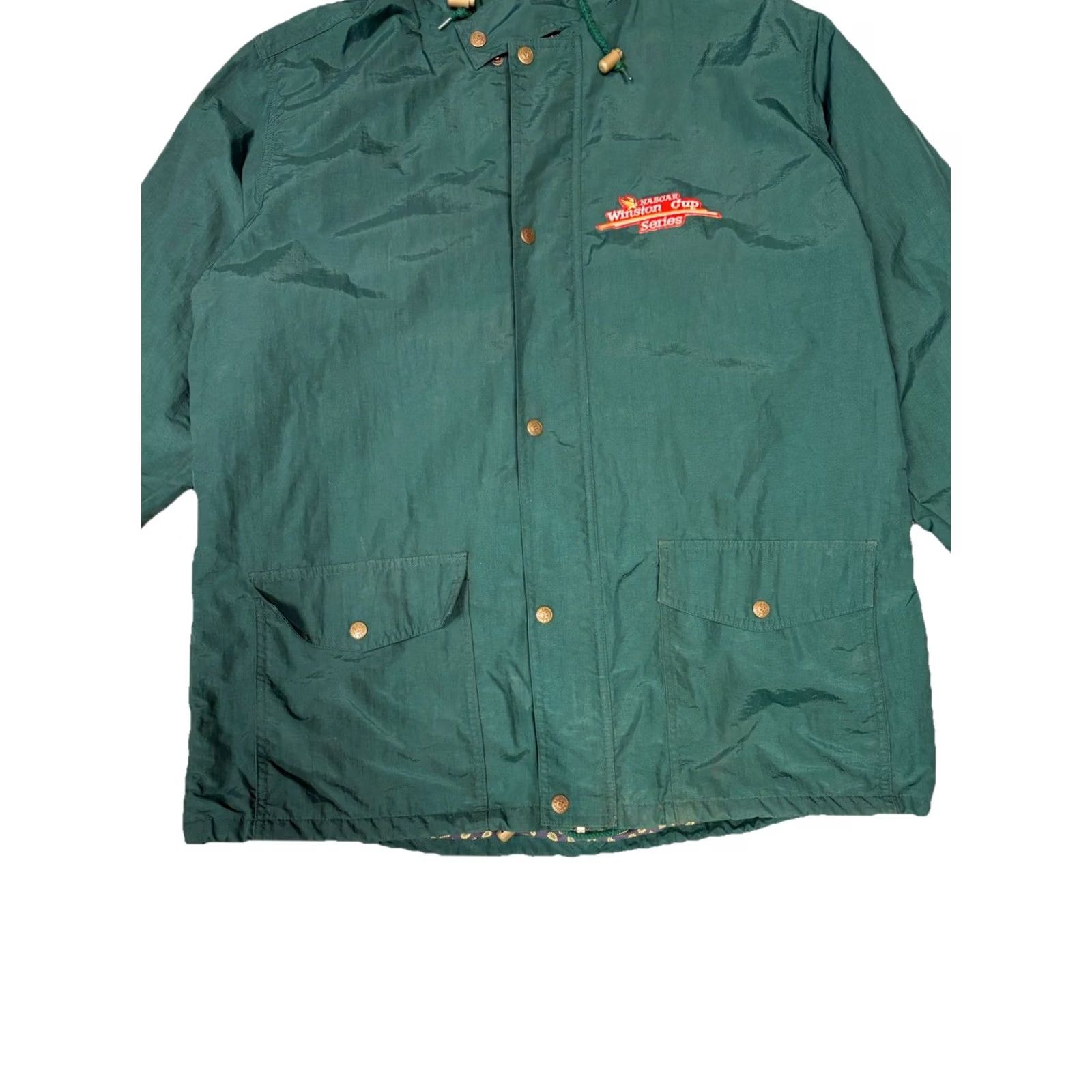 NASCAR VINTAGE Nascar Hartwell Viasport Green Windbreaker Jacket XL Adult Regular Zip Front Logo Pockets Size US XL / EU 56 / 4 - 3 Thumbnail