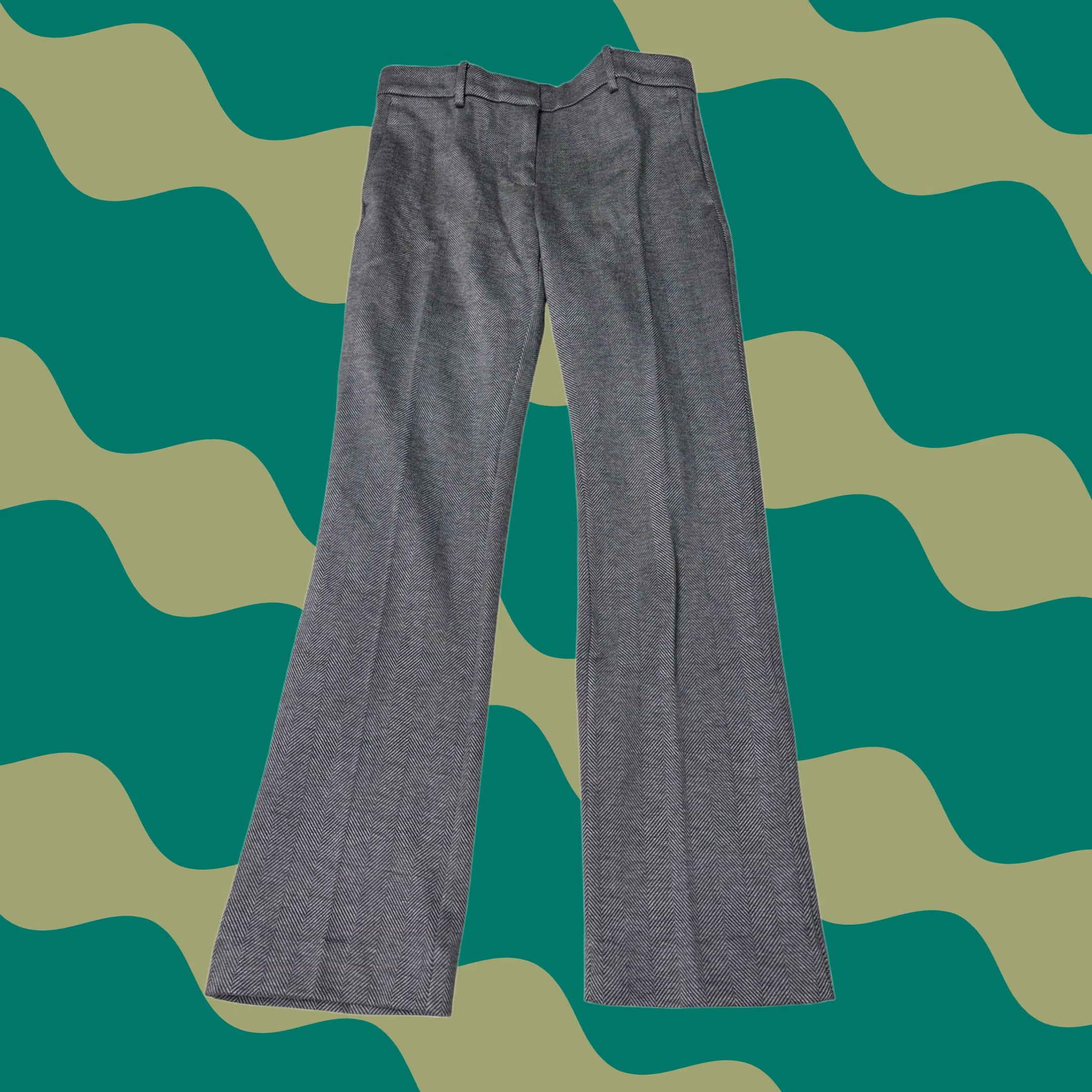 Ann Taylor Ann Taylor Pants Womens 2P Gray NWT The Straight Grey Herringbone Mid Rise W29 L29 Size 26" / US 2 / IT 38 - 1 Thumbnail