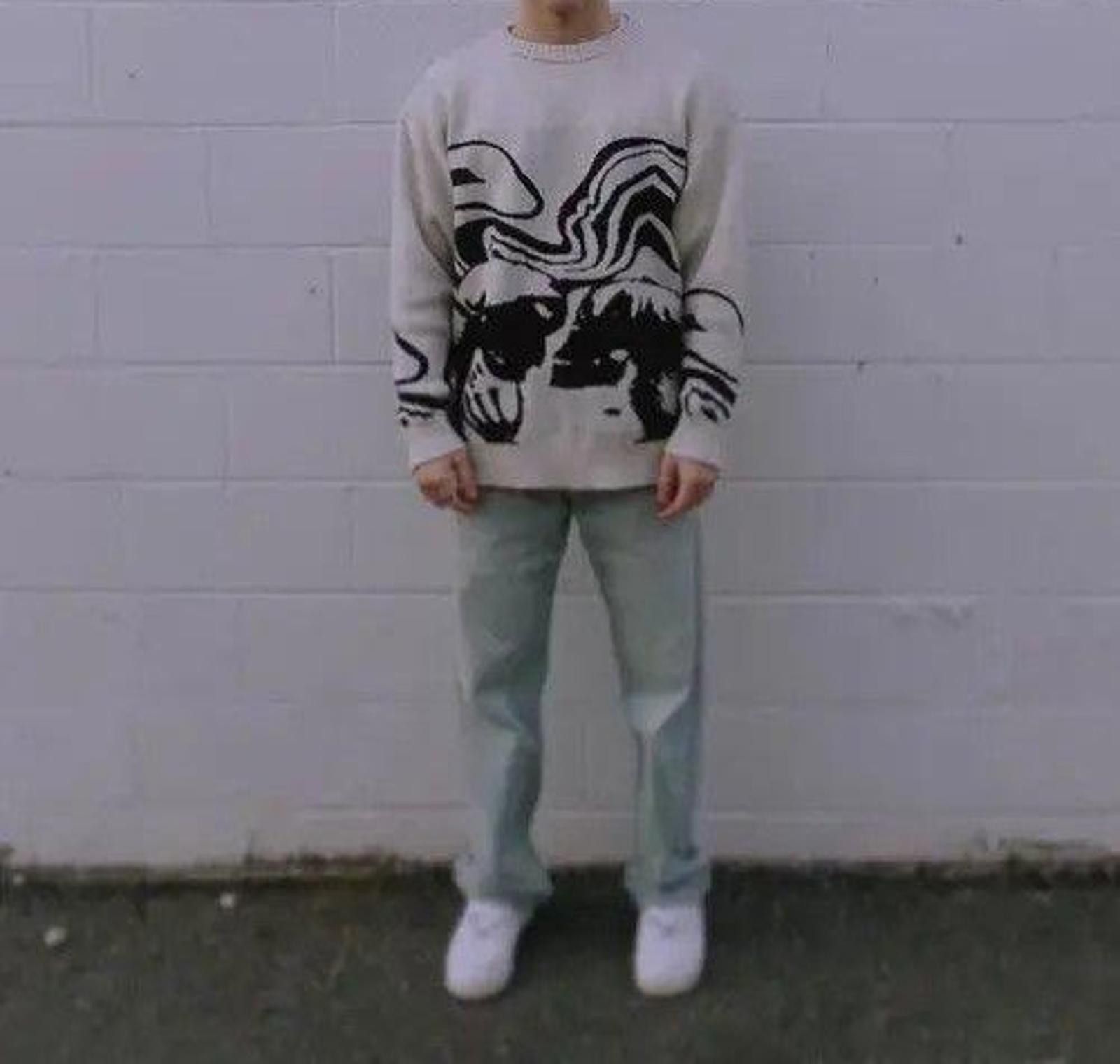 Vintage Wave Graphic Knit Sweater Size US L / EU 52-54 / 3 - 2 Thumbnail