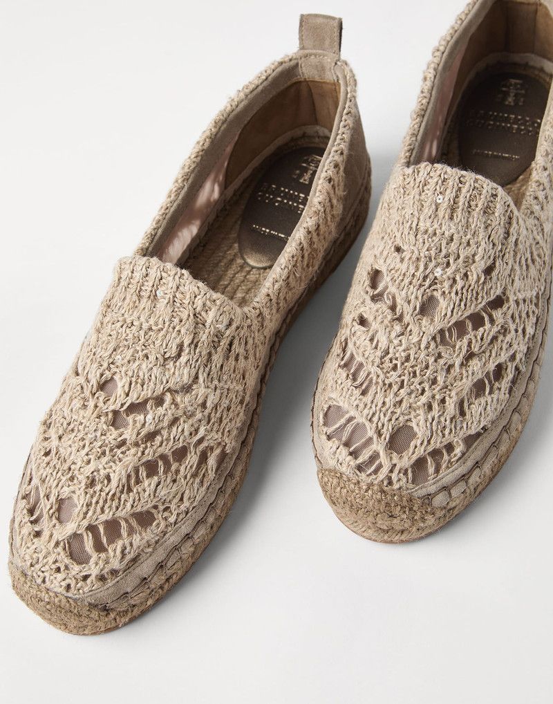 Brunello Cucinelli o1la1rc1a0326 Dazzling Foliage Suede Espadrilles Flats Beige Size US 11 / IT 41 - 3 Thumbnail