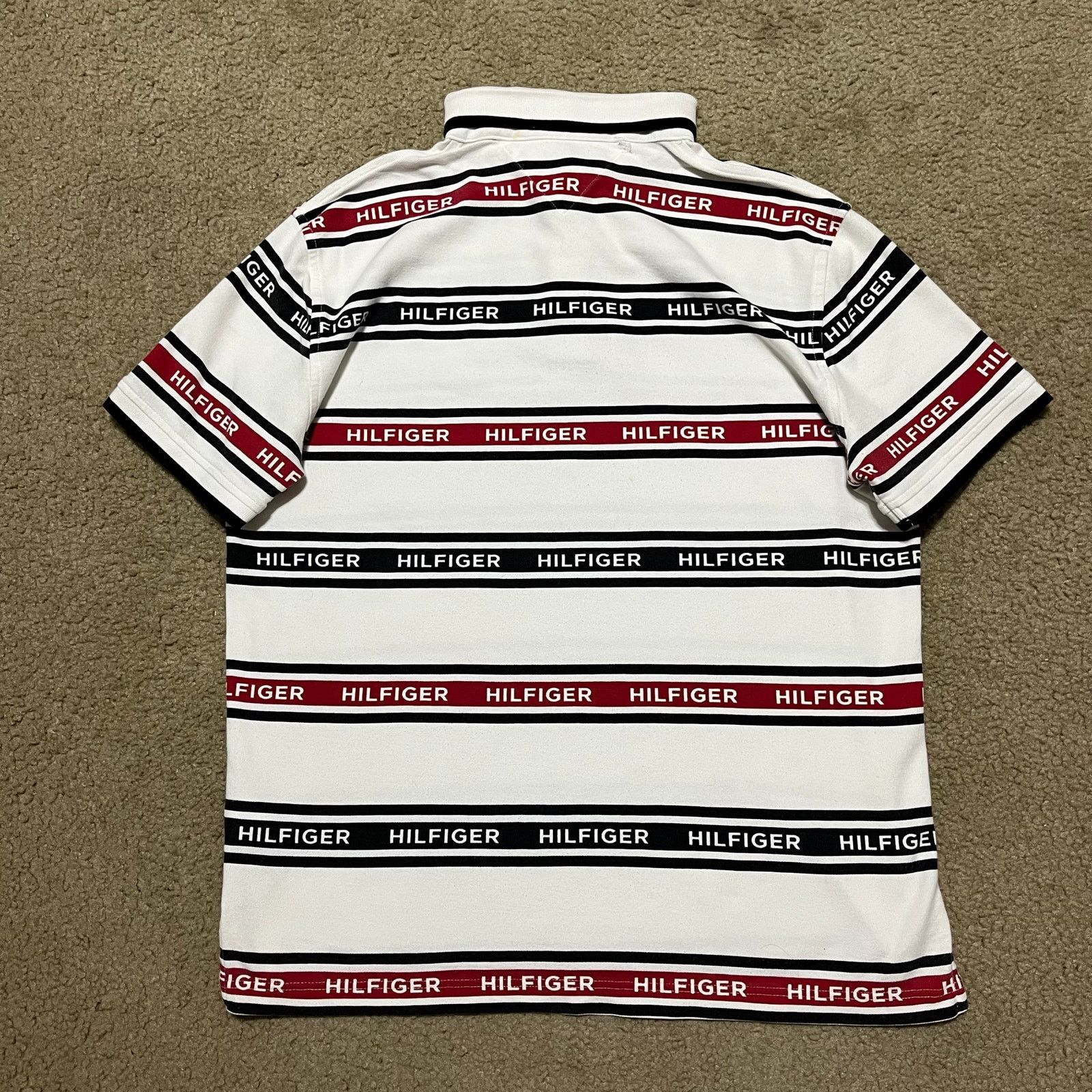 Tommy Hilfiger Tommy Hilfiger Striped Logo White Polo Shirt XL Size US XL / EU 56 / 4 - 2 Thumbnail