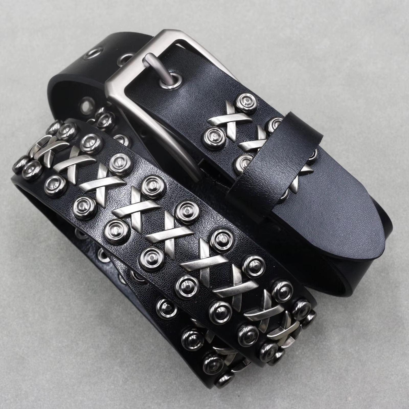Jewelry Square Bead Rivet Belt Metal Pyramid Belt Size ONE SIZE - 4 Thumbnail