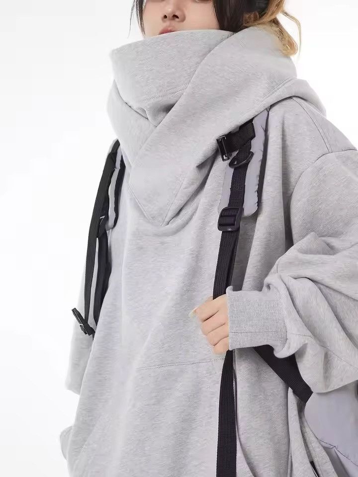 Japanese Brand OVERSIZED Grey Hoodie with Dual Zip & High Neck | Streetwear Size US L / EU 52-54 / 3 - 4 Thumbnail