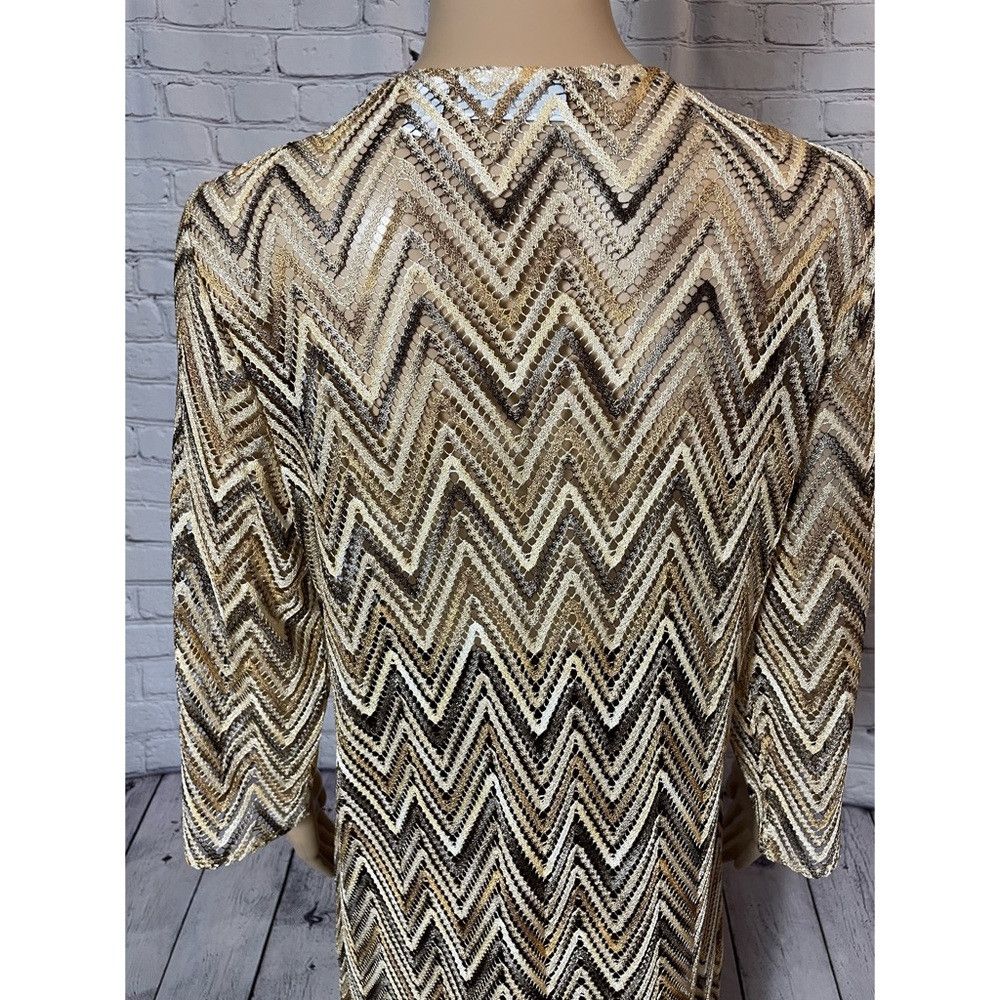 Other New Susan Graver Chevron Novelty Knit Open Front Brown Card Size M / US 6-8 / IT 42-44 - 7 Thumbnail