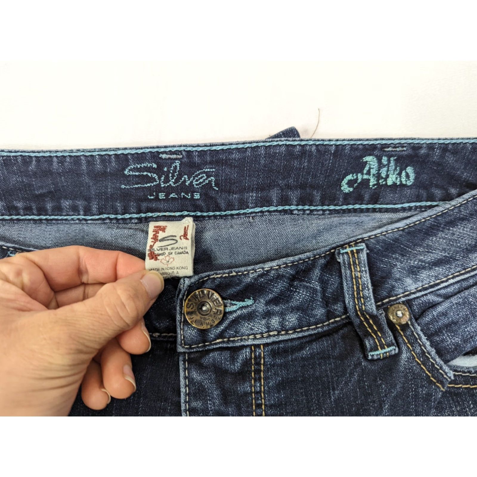 Silver Jeans Co. VINTAGE Silver Jeans Aiko Mid Straight Denim Blue Jeans Women 39x27 18 / 27 Regular Size 18 Womens Straight Jeans City Theme Distressed No Size 40" / US 18 - 5 Thumbnail