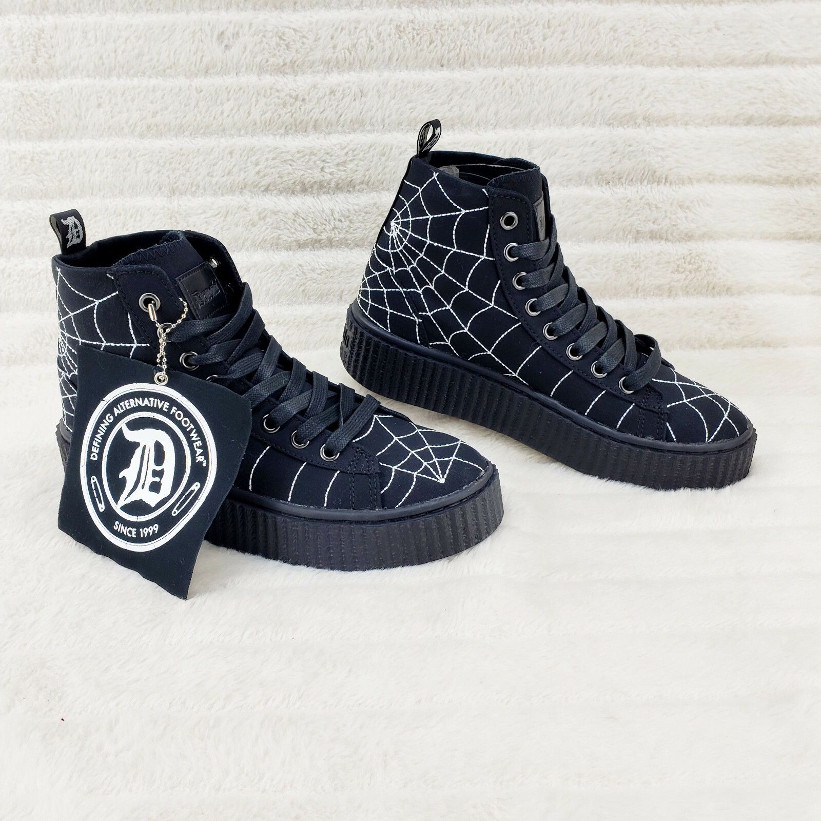 Demonia Cult DEMONIA Stitched Spider Web Hi-Top Creeper Sneaker Goth Pun Size US 10 / EU 43 - 2 Thumbnail
