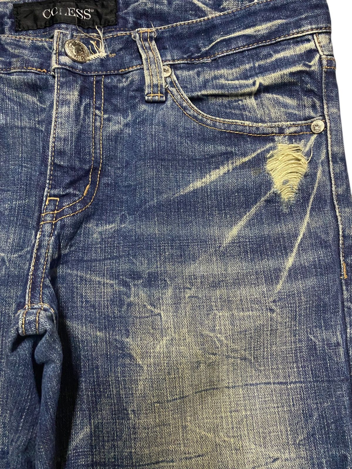Blue Blue Japan Japanese Brand CCless Distressed Thunder Flare Jeans Size US 32 / EU 48 - 8 Thumbnail