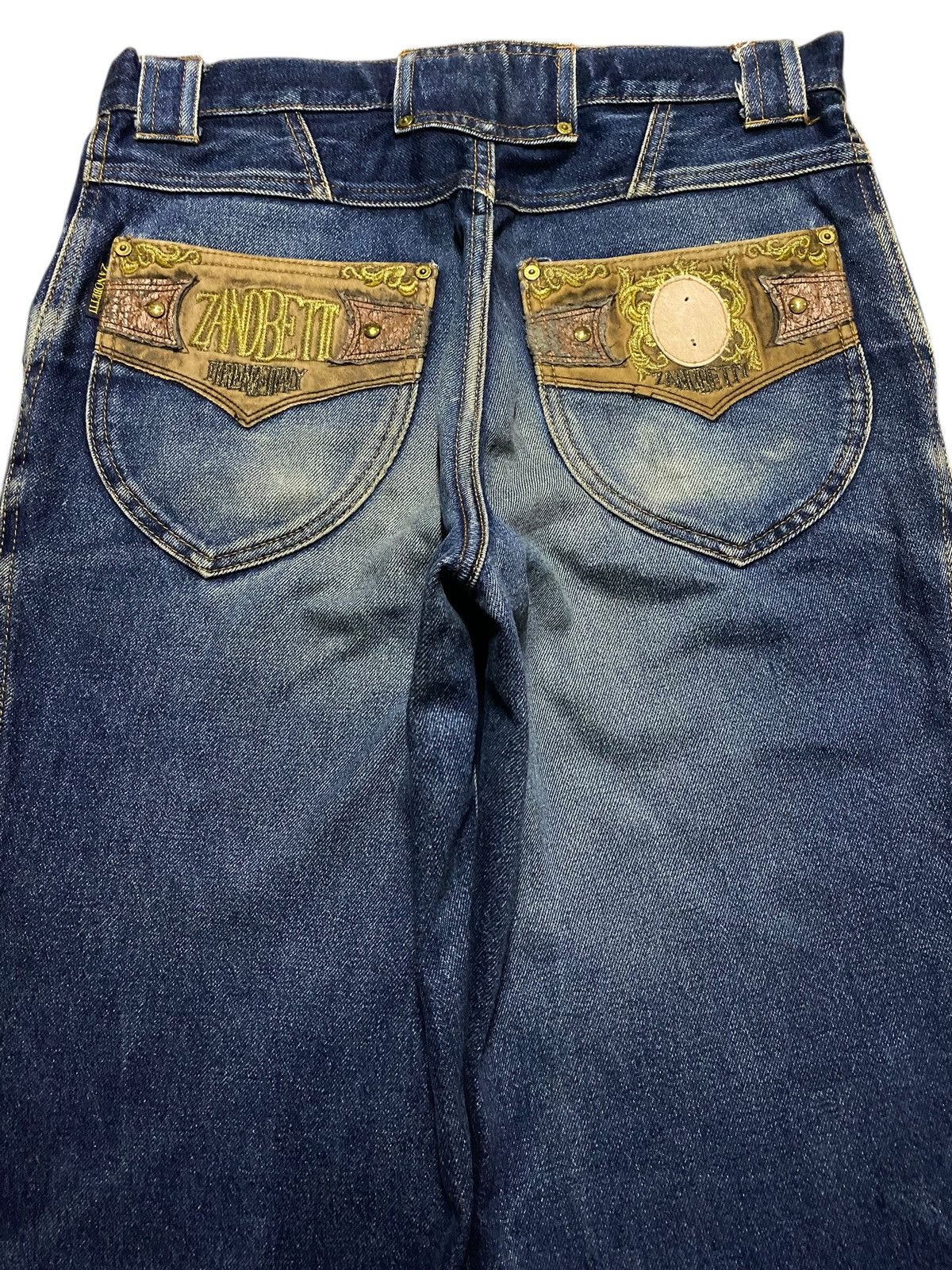 Zanetti Vintage Zanobetti Blue Wash Embroidery Pocket Loose Jeans Size US 31 - 4 Thumbnail
