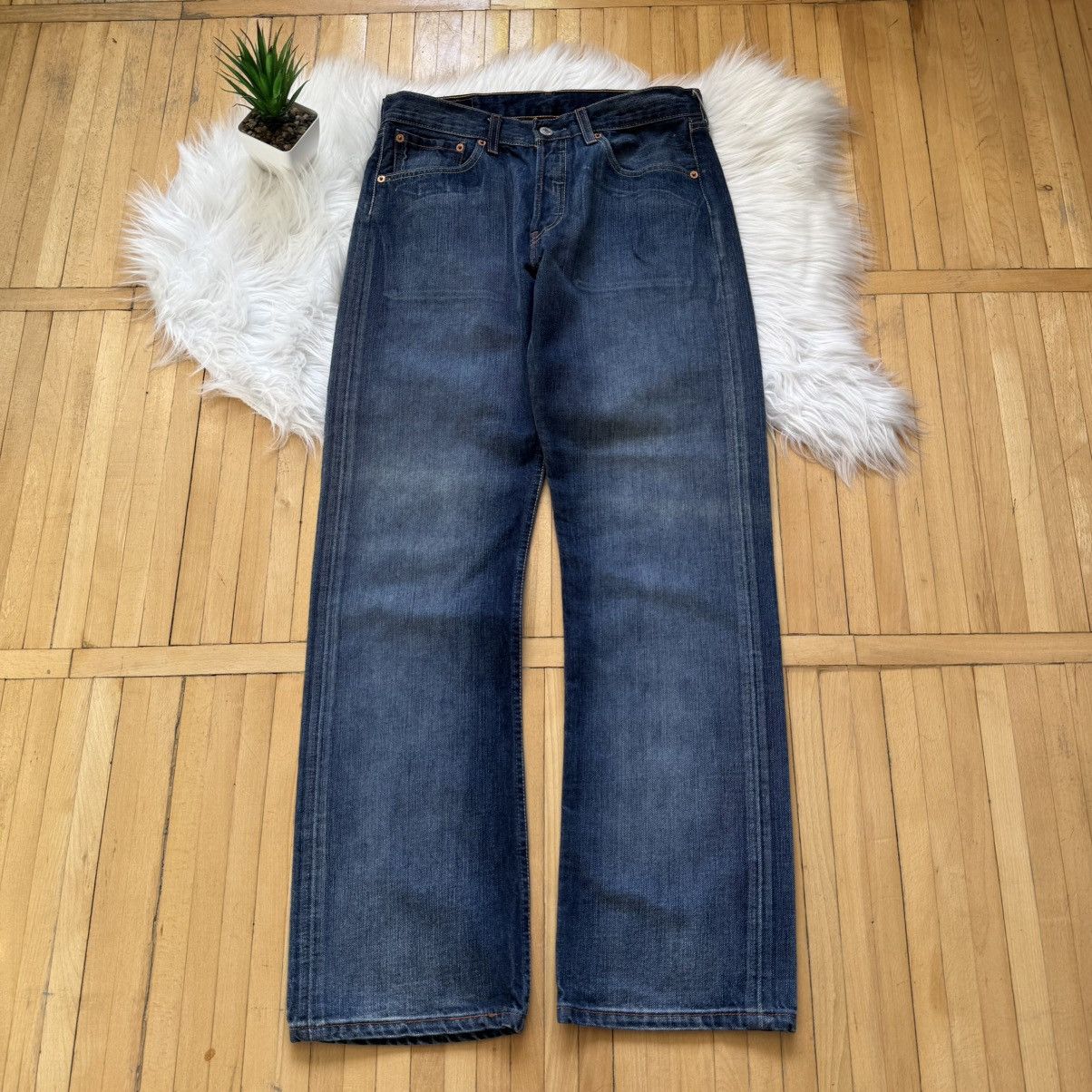 Levi's 📌 Vintage 00’s Levi's 501 Denim Washed Jeans Size US 31 - 9 Thumbnail