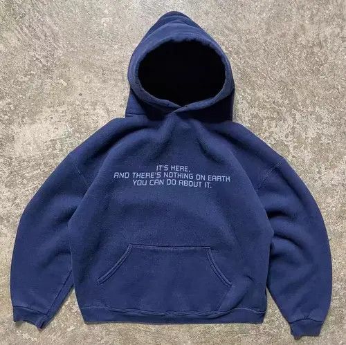 Japanese Brand × Vintage Dark blue street retro washed casual hooded sweatshirt Size US L / EU 52-54 / 3 - 1 Thumbnail
