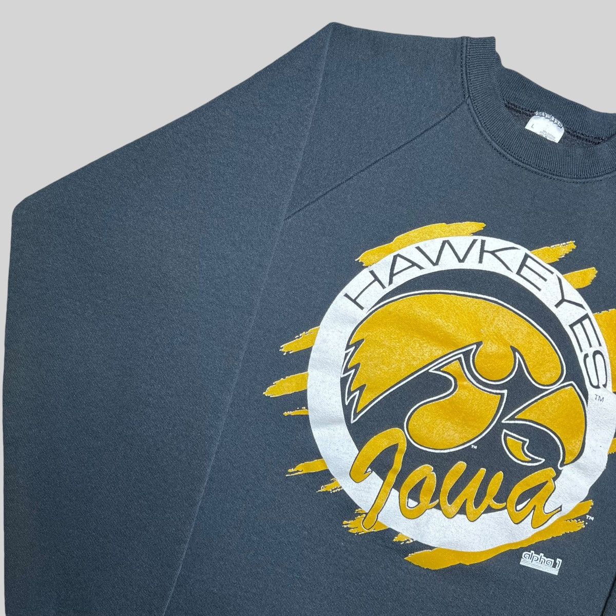 NCAA × Vintage Vtg 90s NCAA Iowa Hawkeyes 3D Spell Out Alpha 1 Sweatshirt Size US L / EU 52-54 / 3 - 14 Thumbnail