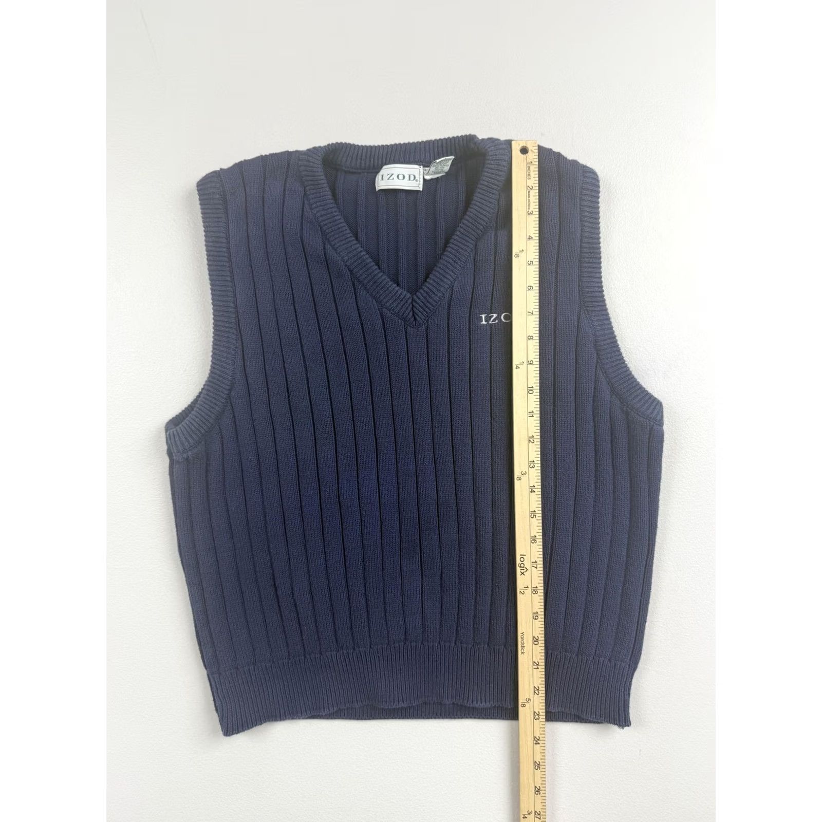 Izod VINTAGE IZOD Sweater Vest Mens Medium Blue V Neck Cotton Knit Golf Pullover USA Size US M / EU 48-50 / 2 - 4 Thumbnail