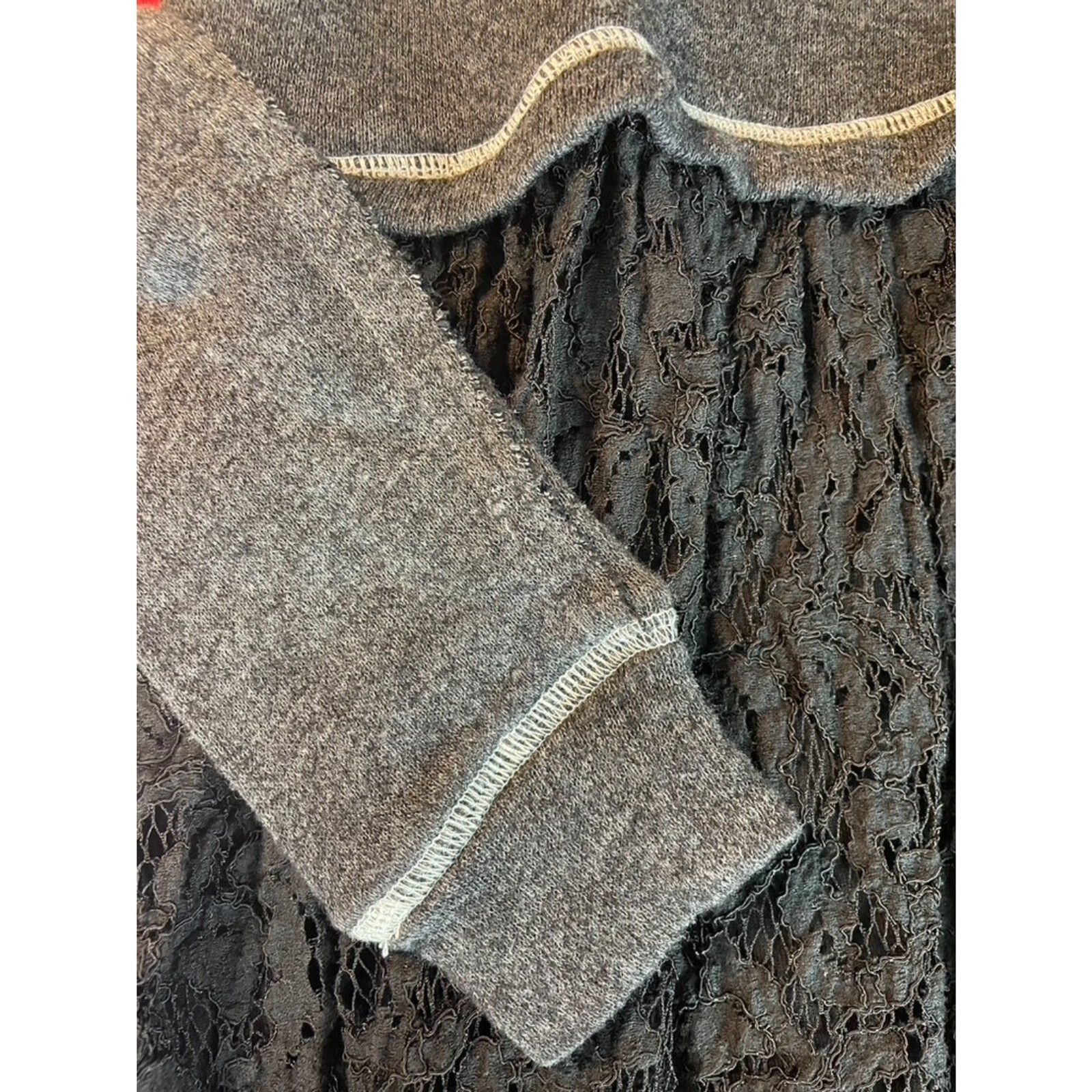 Other KIMCHI Gray Knit Lace Babydoll Dress (S) Mini Coquette Y2K Size S / US 4 / IT 40 - 6 Thumbnail