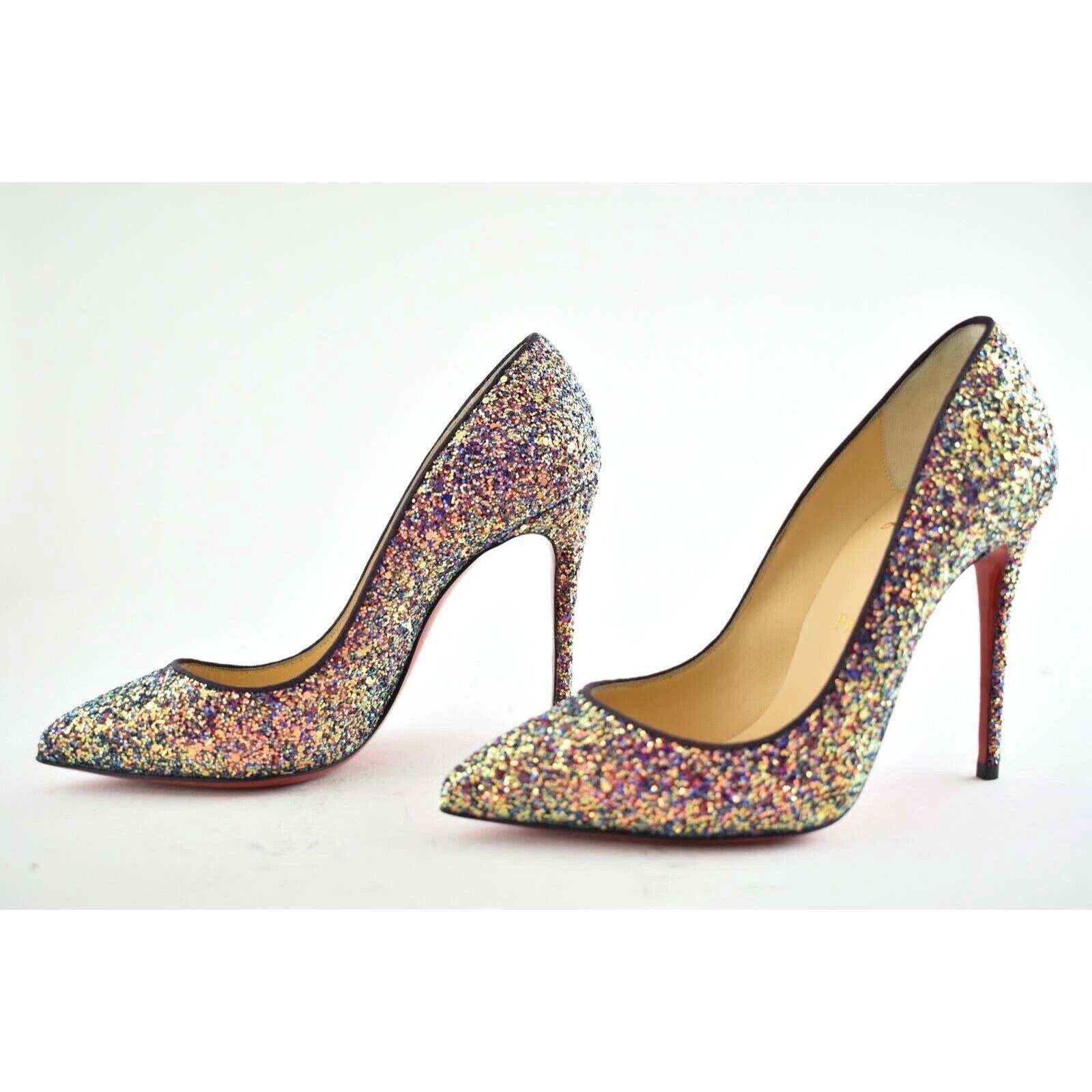 Christian Louboutin Pigalle Follies 100 Glitter Milkyway Blue Red Heel Pump 36.5 Size US 6.5 / IT 36.5 - 10 Thumbnail