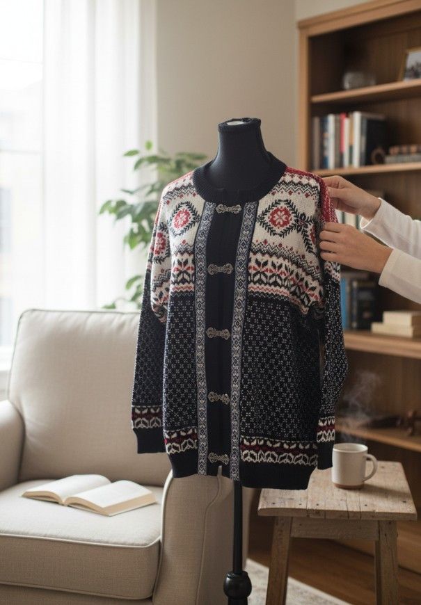 Vintage Vintage Fair Isle Cardigan Buckle Closure Unisex L Size L / US 10 / IT 46 - 2 Thumbnail