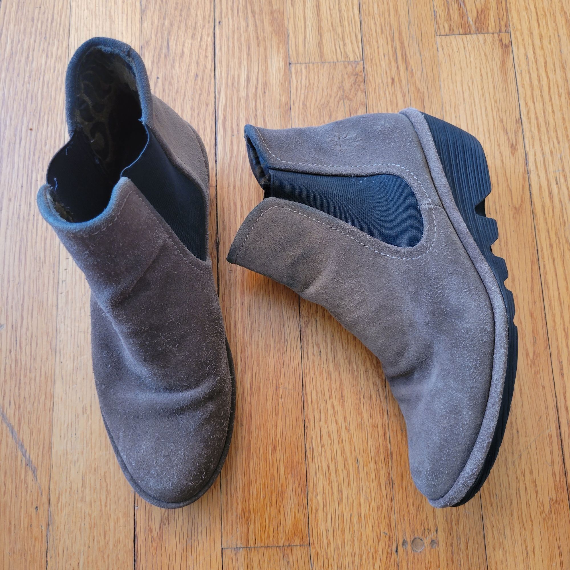 Fly London 38 Suede Brown Goring Wedge Booties Shoes YADE 7