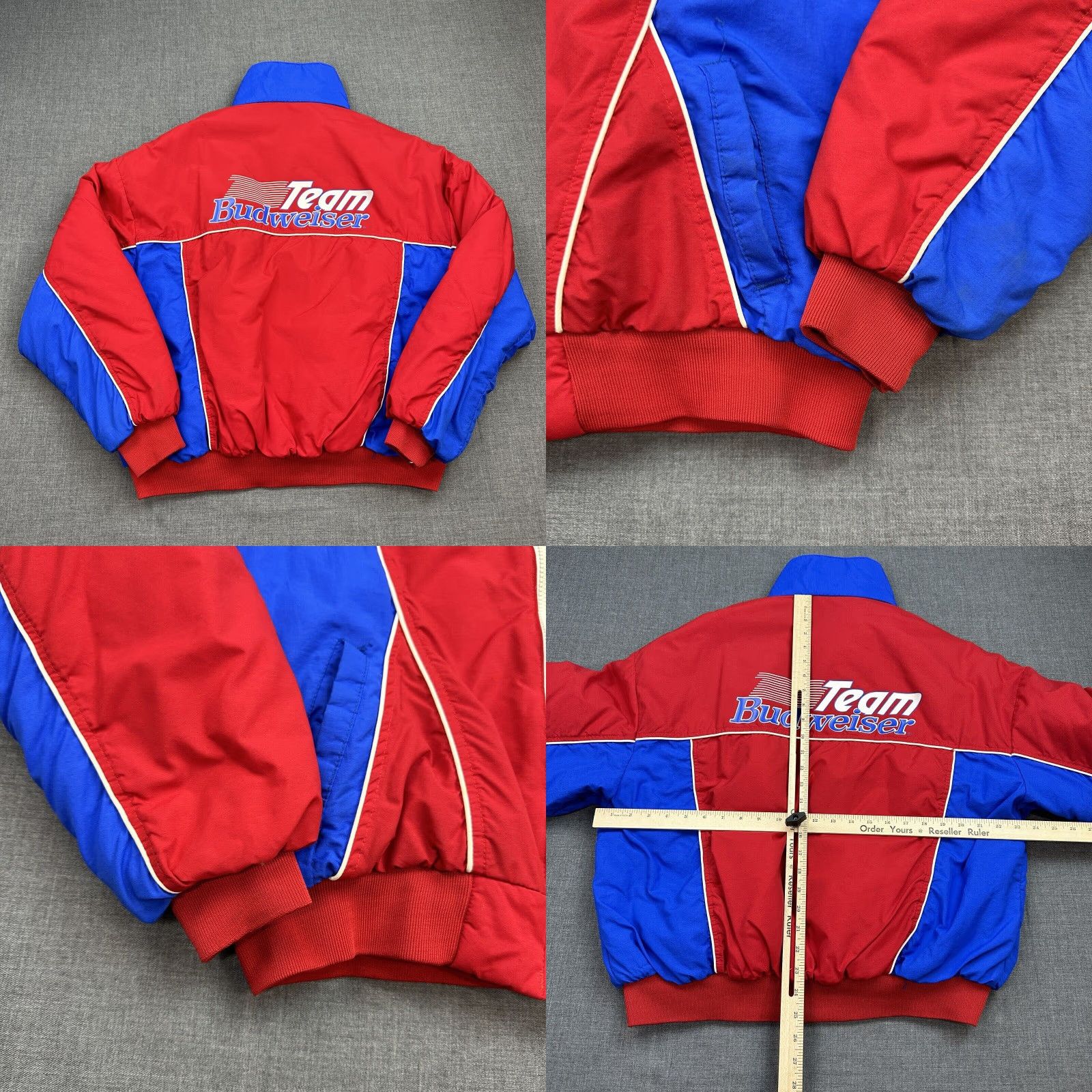 Budweiser VINTAGE Budweiser NASCAR Jacket Mens L Red Bomber Insulated Nylon Zip 80s USA Crew Neck Stand-Up Pockets Quilted Logo Outdoor Racing Classic Men Size US L / EU 52-54 / 3 - 8 Thumbnail