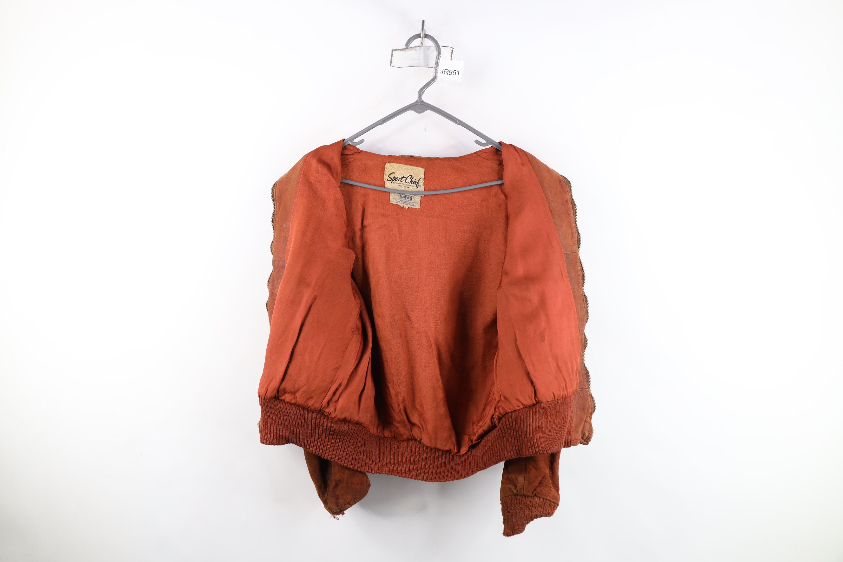 Vintage AS IS Vintage 50s Leather Bomber Jacket Burnt Orange USA Size US XXL / EU 58 / 5 - 10 Thumbnail
