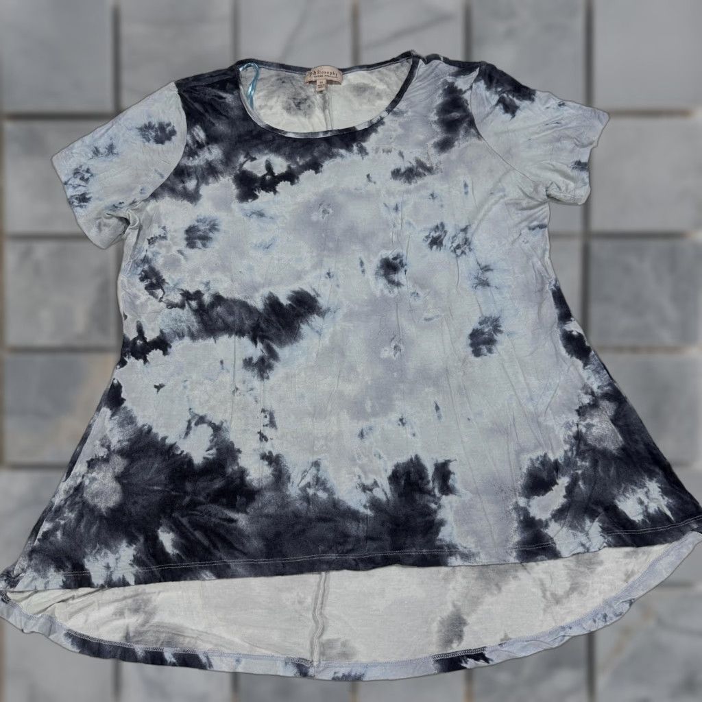Vintage Philosophy Republic Clothing Shirt Womens 1X Blue Tie Dye Tunic Scoop Neck PILL Size XL / US 12-14 / IT 48-50 - 1 Thumbnail