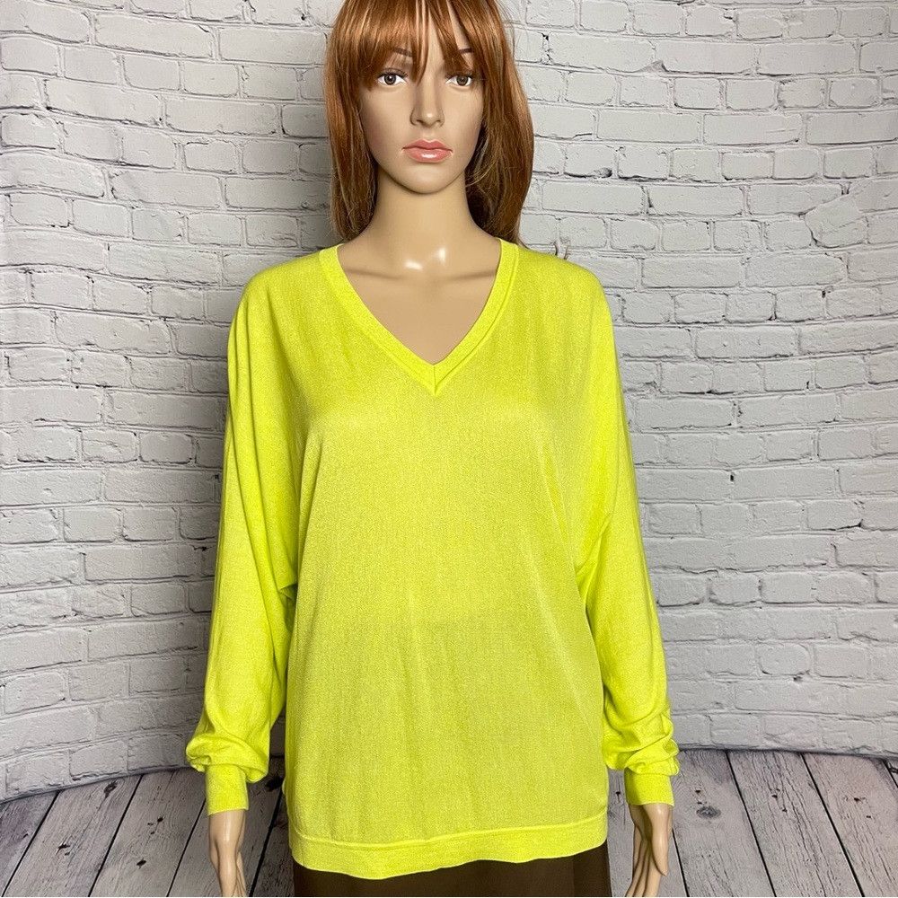NWT New $175 Kokun V-Neck Dolman Bamboo Cashmere Citrus Swe