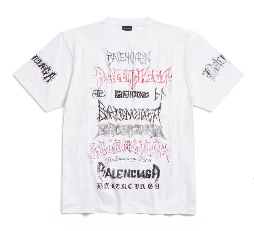 image of Balenciaga Diy Metal T-Shirt Large Fit In White/black/red, Men's (Size XL)