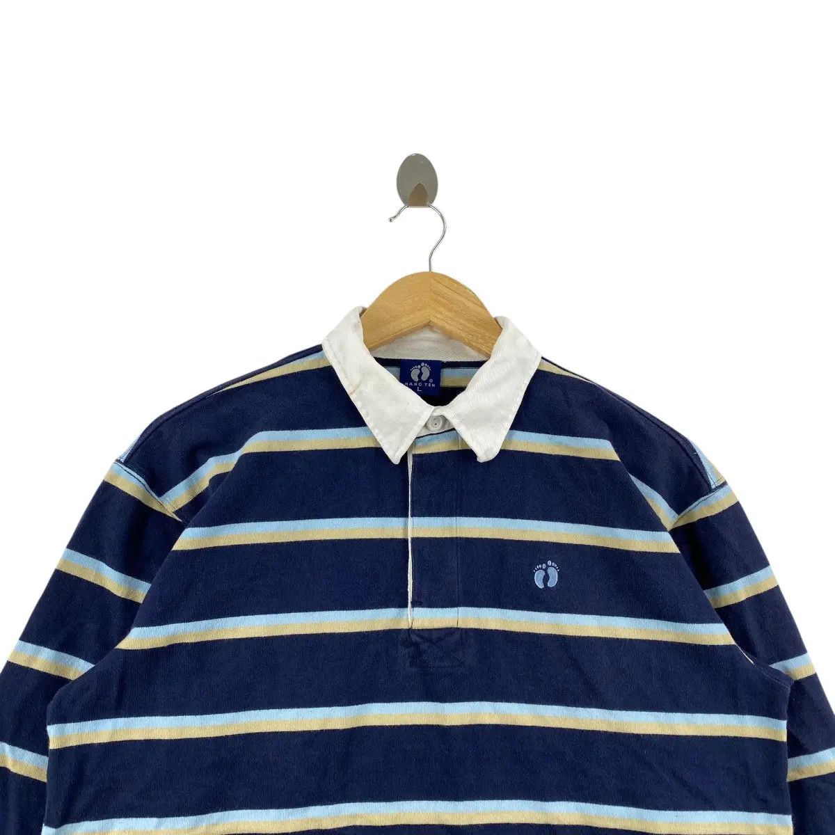 Hang Ten × Vintage Vintage HANG TEN HAWAII Striped Rugby Polo Tee Shirt Top Size US L / EU 52-54 / 3 - 2 Thumbnail