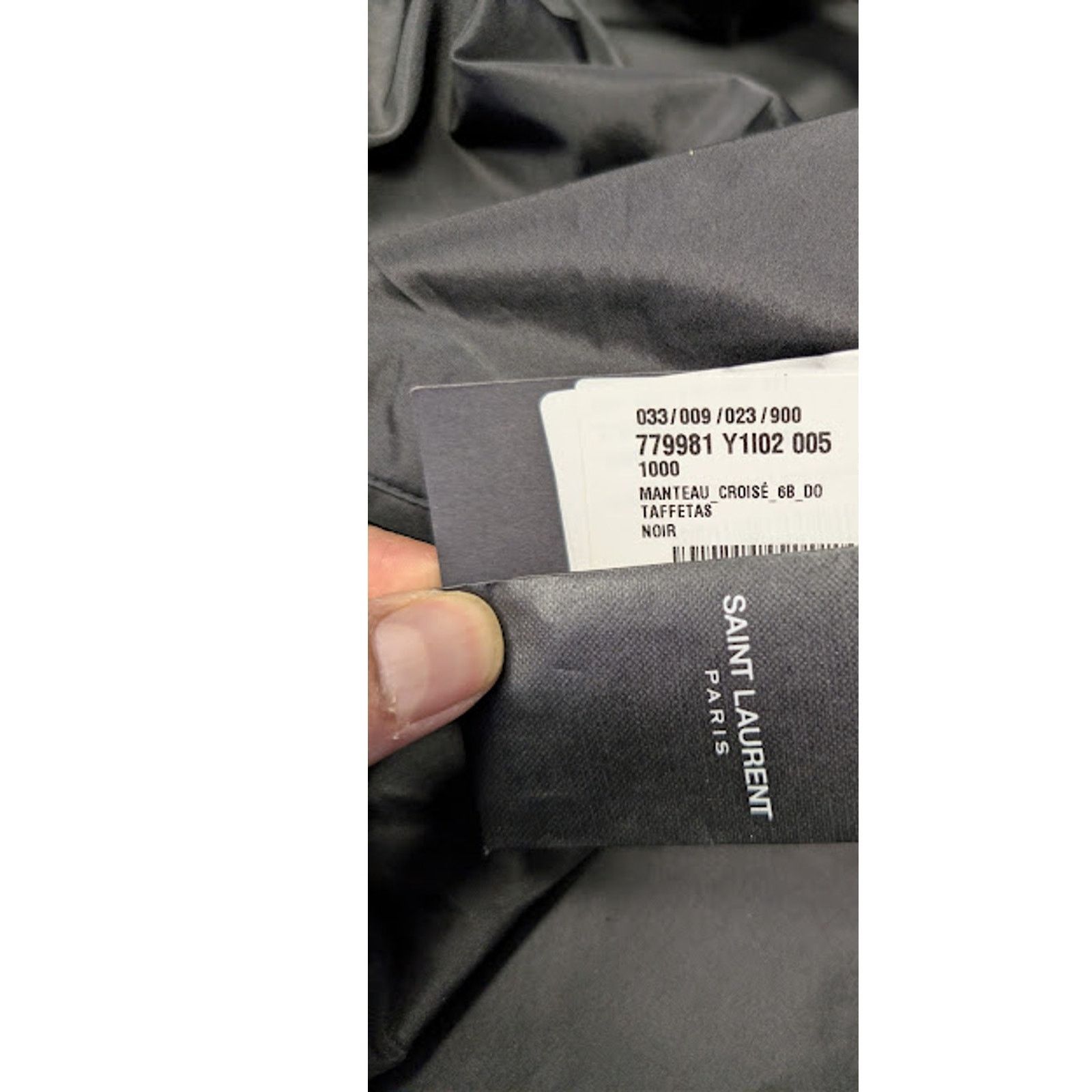 Saint Laurent Paris o1rshd1 Double-Breasted 6-Button Taffeta Coat in Black Size US L / EU 52-54 / 3 - 21 Thumbnail