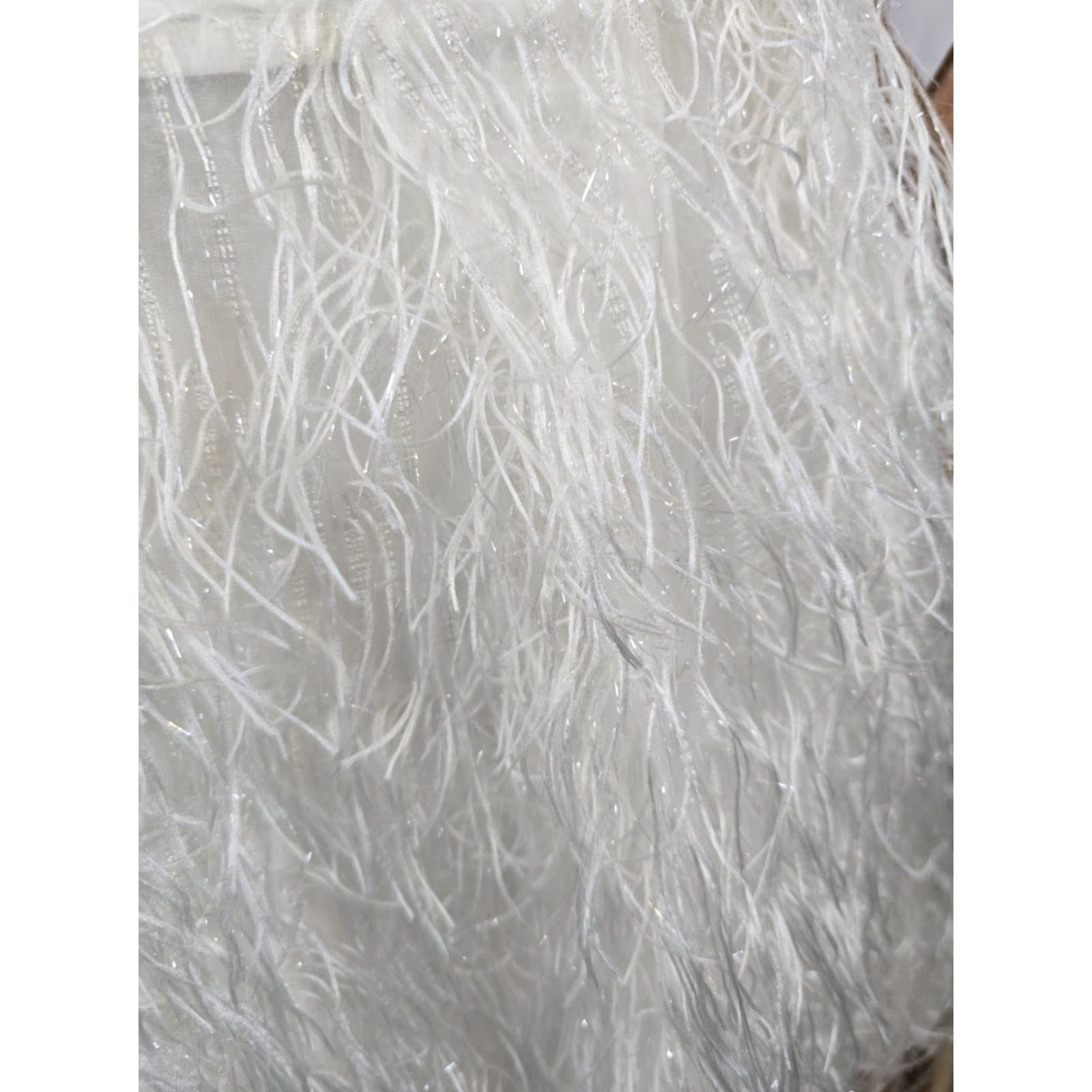 Bcbgmaxazria NWT BCBGMAXAZRIA White Dress W/Feather-Trimmed Mini Skirt - Pure White - Size 10 Dress Size 32" / US 10 / IT 46 - 2 Thumbnail