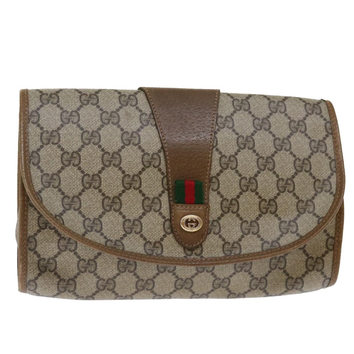 Gucci GUCCI GG Supreme Web Sherry Line Clutch Bag Beige Green 89 Size ONE SIZE - 1 Thumbnail