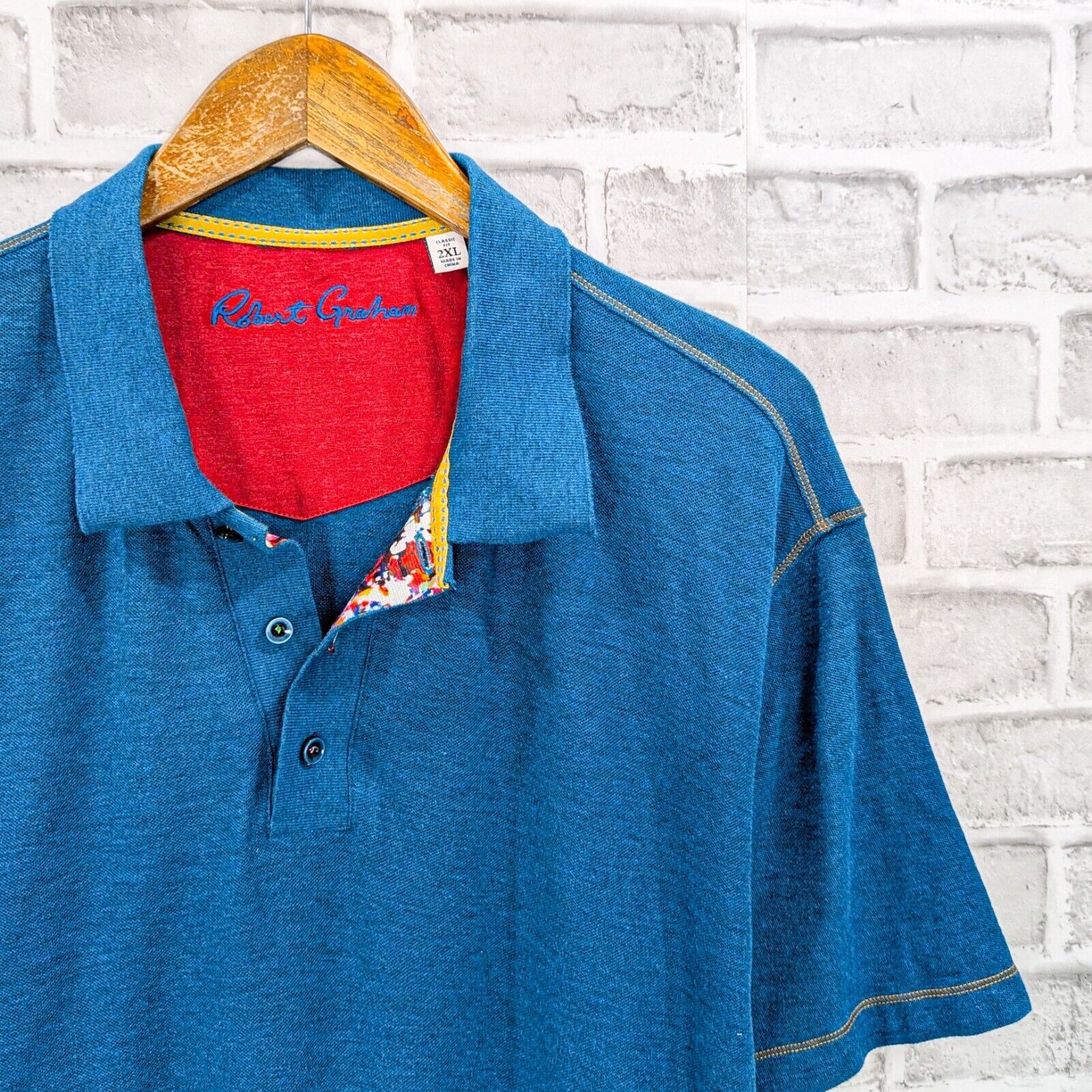 Robert Graham Robert Graham Men's Short Sleeve Polo Shirt in Blue Size US XXL / EU 58 / 5 - 3 Thumbnail