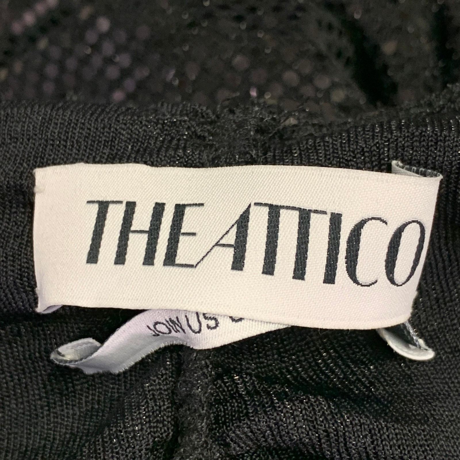 The Attico 4 Black Nylon Blend Sequined One Shoulder Dress Top Size S / US 4 / IT 40 - 4 Thumbnail