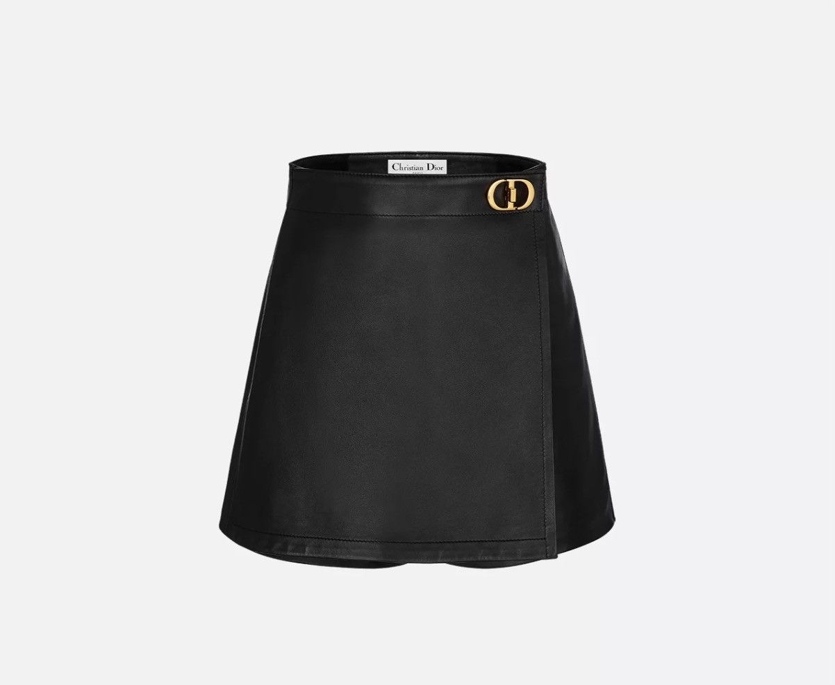 Dior Dior Skort with CD Buckle Black Lambskin Size 26" / US 2 / IT 38 - 1 Thumbnail