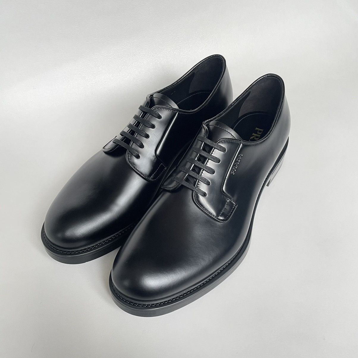 Prada Black Leather Derby Shoes Size US 9.5 / EU 42-43 - 2 Thumbnail