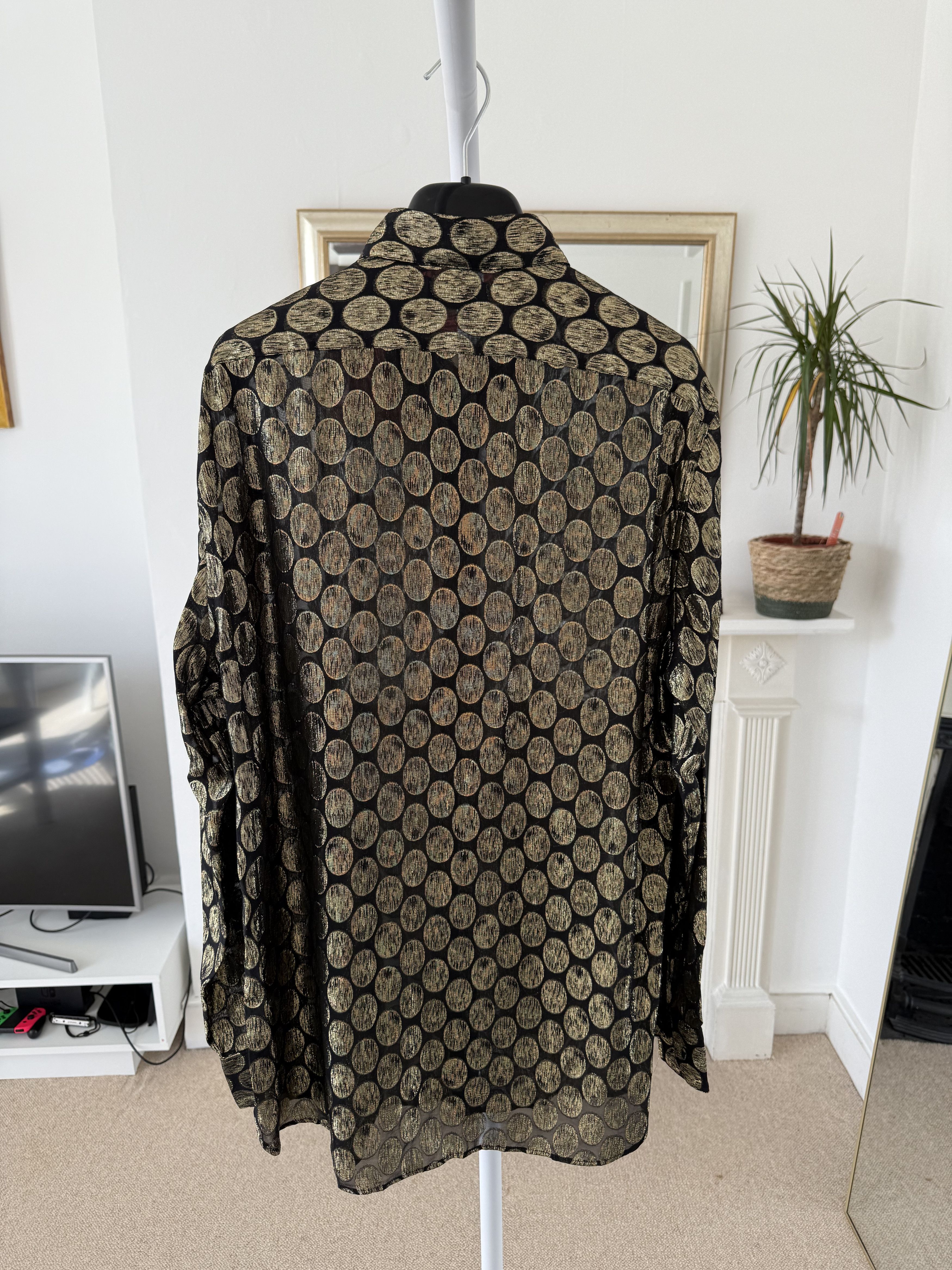 Saint Laurent Paris FW19 Saint Laurent Runway Silk Gold Oval Shirt Size US M / EU 48-50 / 2 - 7 Thumbnail