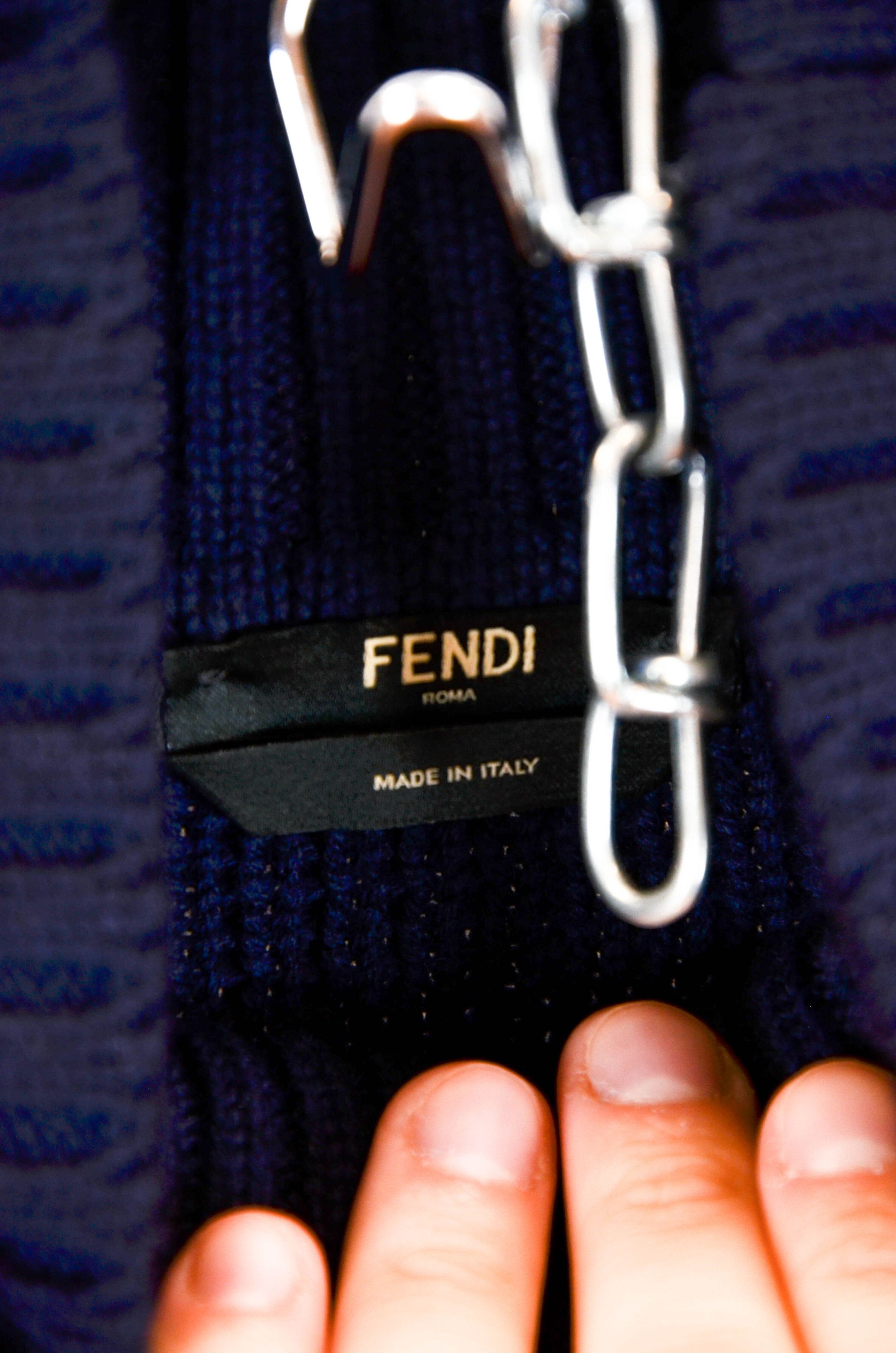 Fendi Fendi Navy Heavy Ribbed Mock Neck Sweater – 50 IT Size US L / EU 52-54 / 3 - 7 Thumbnail