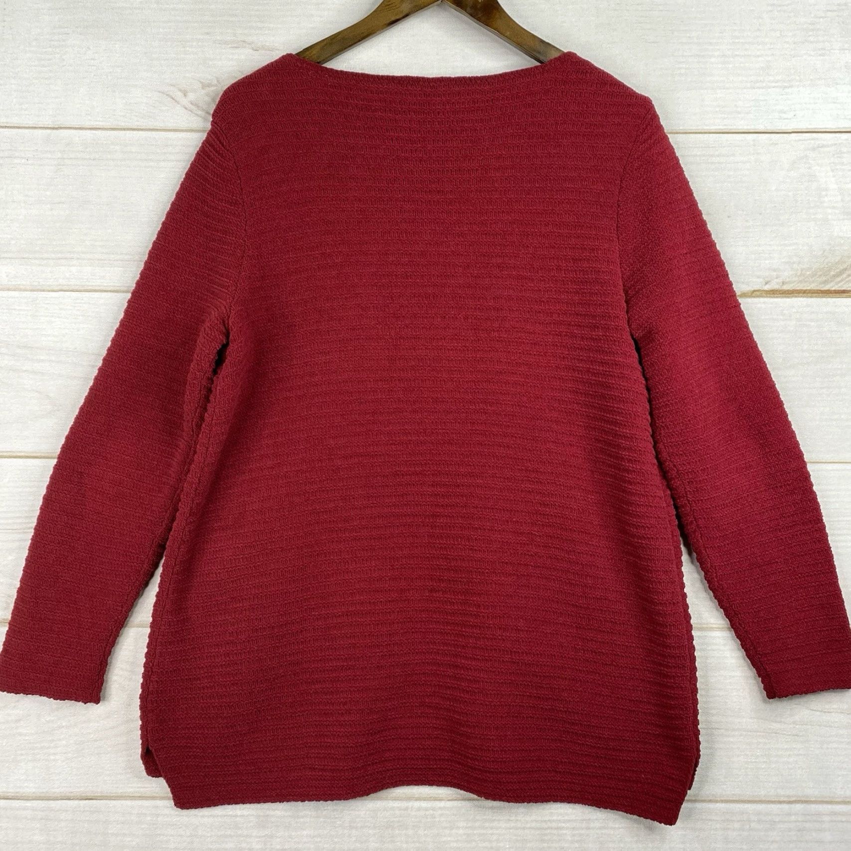 J. Jill J Jill Sweater Womens M Red Chenille Cozy Soft Knit Pullover Long Sleeve Holiday Size M / US 6-8 / IT 42-44 - 7 Thumbnail
