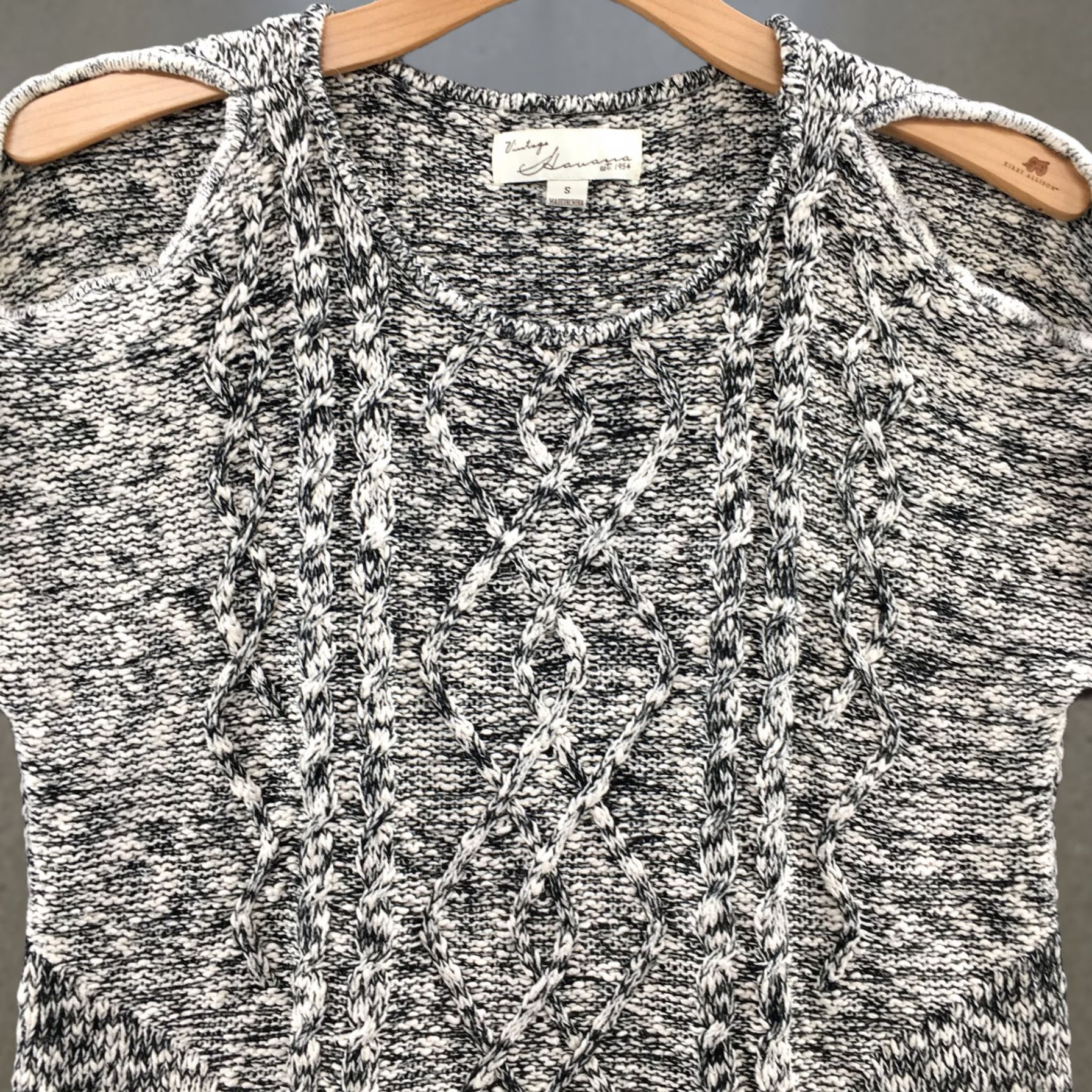 Vintage Havana Vintage Havana Sweater Womens S Black White Cold Shoulder Long Sleeve Knitted Size S / US 4 / IT 40 - 1 Thumbnail