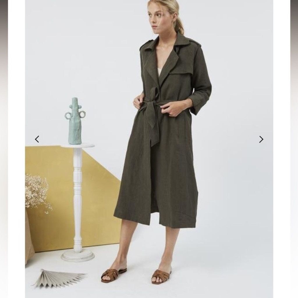 Other NAÏF MONTREAL Olive Green Flowy Minimalist Trench Coat sz M Size L / US 10 / IT 46 - 2 Thumbnail