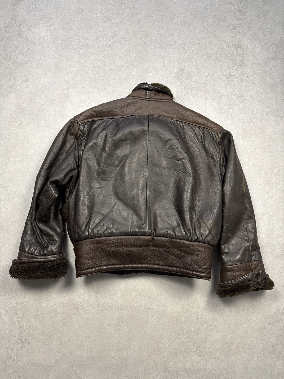 Vintage Vintage Italian Leather Shearling Jacket Aviator Brown Biker Size US M / EU 48-50 / 2 - 3 Thumbnail