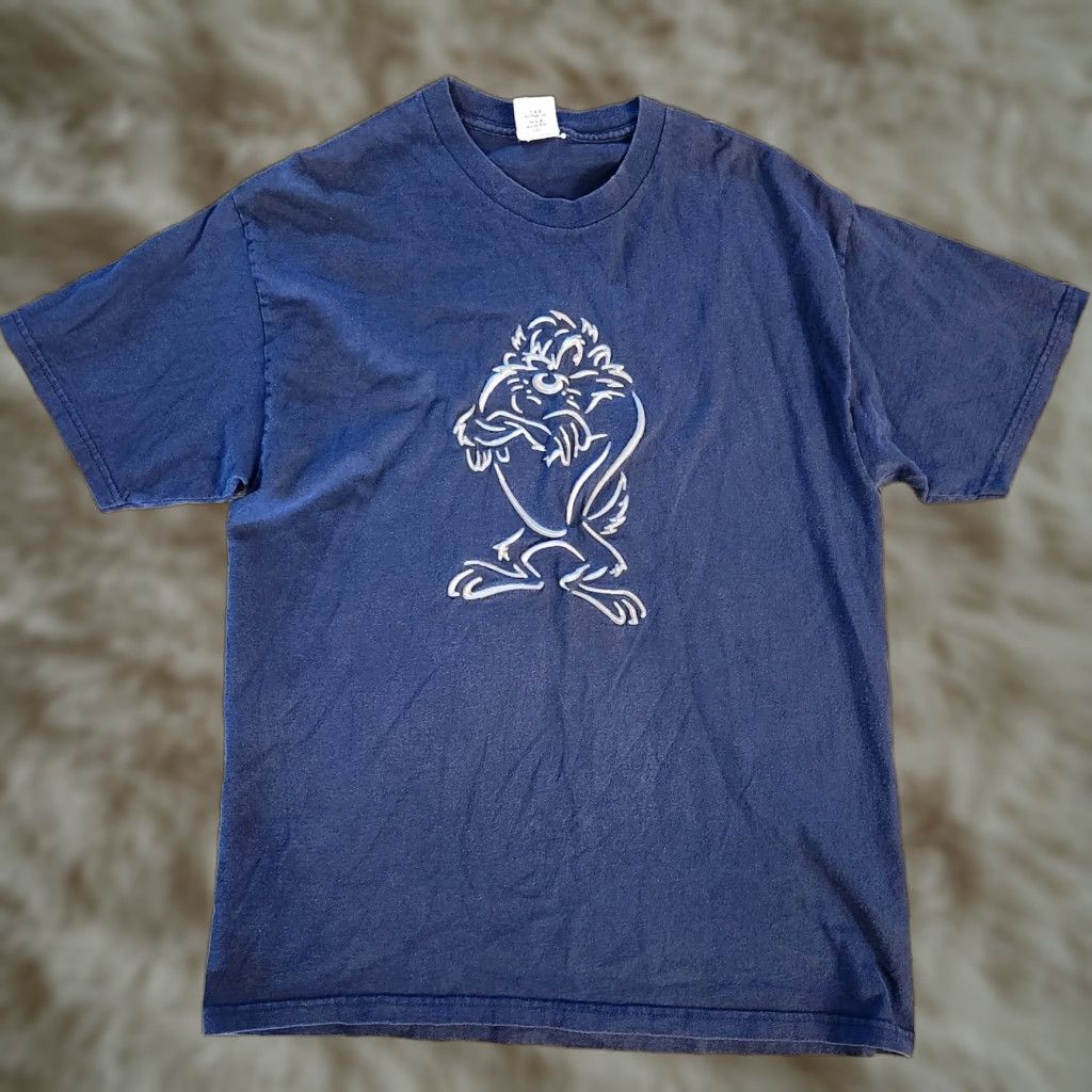 Vintage VINTAGE Six Flags Looney Tunes Taz T Shirt Tee XL Blue 3D Print Rare Mens Shirt Size US XL / EU 56 / 4 - 1 Thumbnail