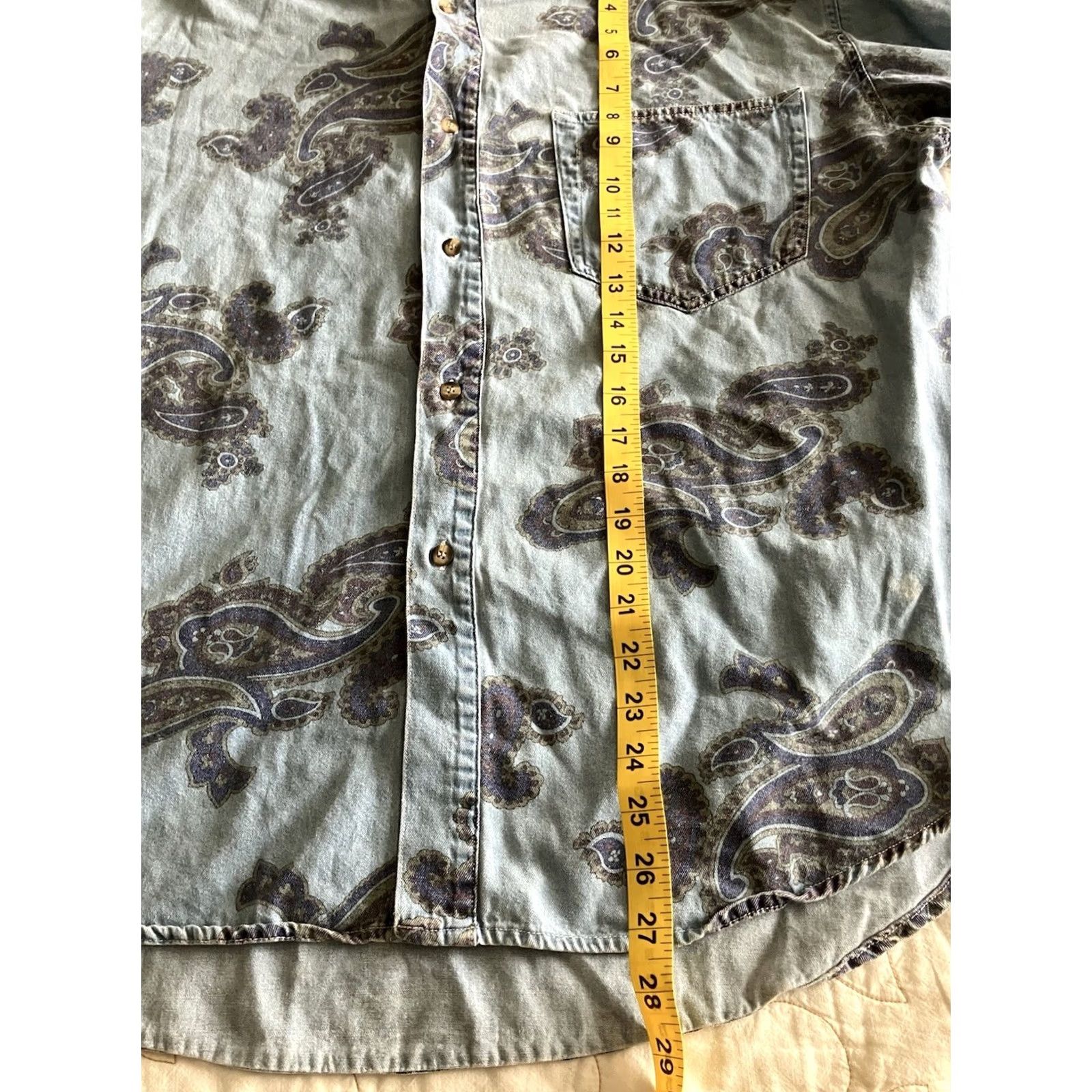 Vintage IOU Collection Mens Vintage Denim Long Sleeve Button Down Shirt Paisley Print Gray L Size US L / EU 52-54 / 3 - 5 Thumbnail