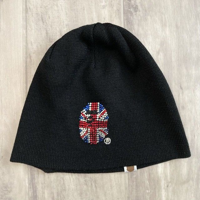 Bape × Swarovski BAPE Swarovski Union Jack APE HEAD Logo Beanie Knit Cap NIGO Size ONE SIZE - 1 Thumbnail