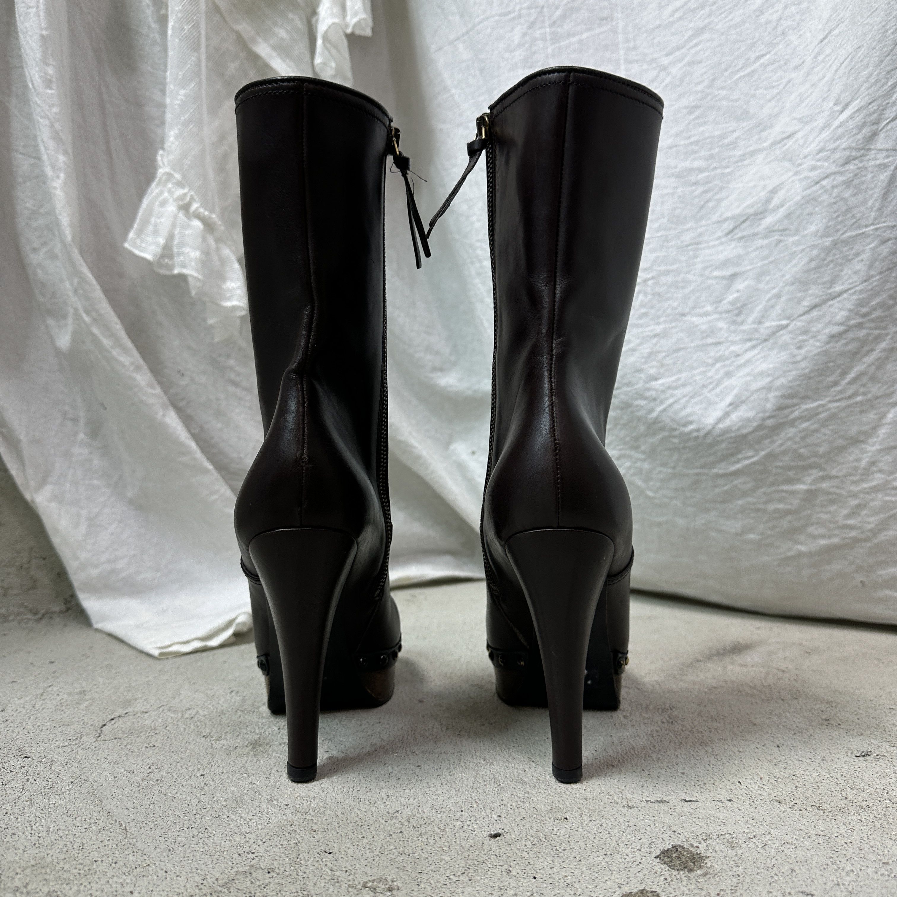 Miu Miu Vintage Leather Platform Studded Biker Miu Miu Boots Y2K Size US 8 / IT 38 - 5 Thumbnail