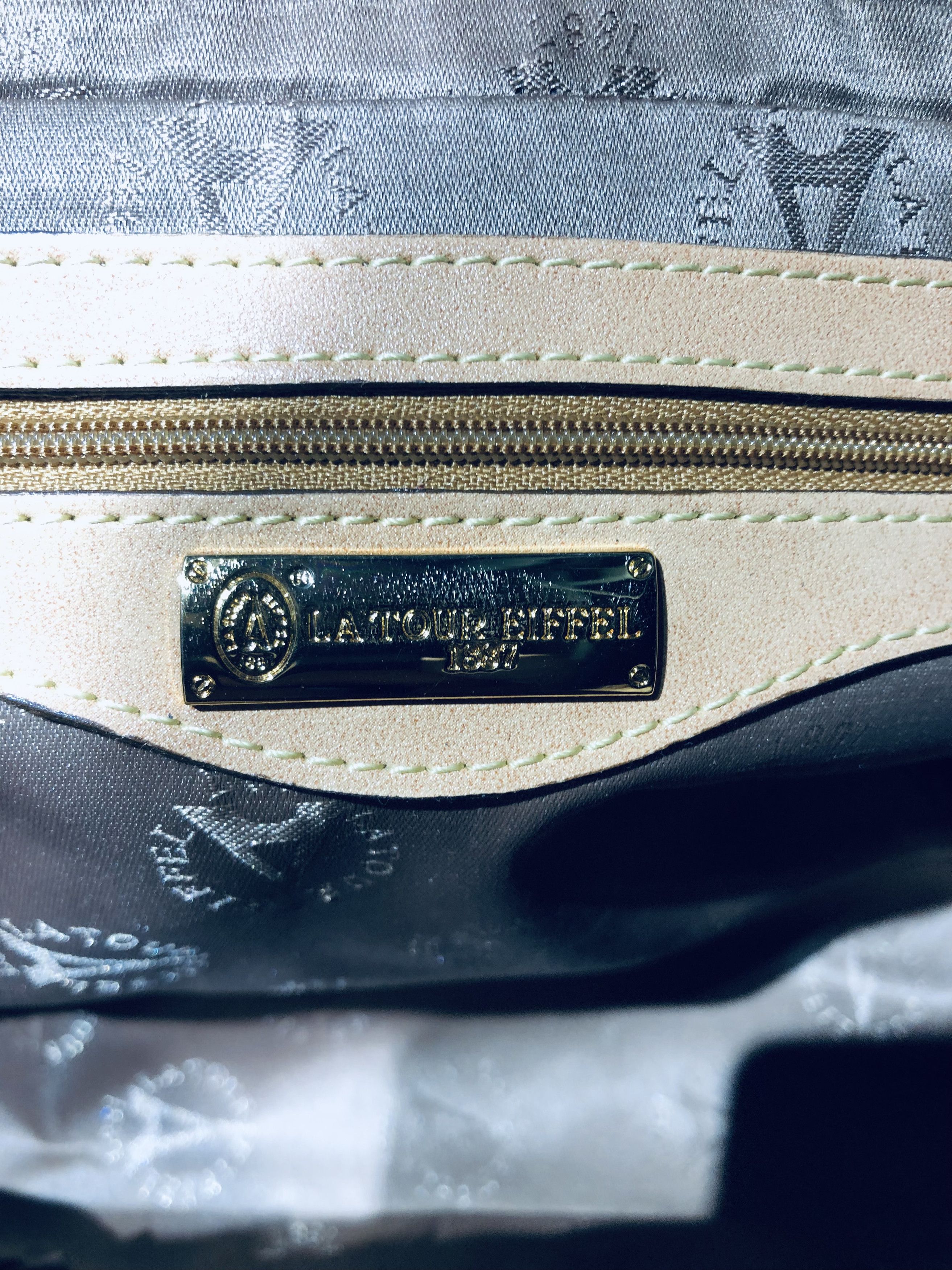Leather Authentic LaTour Eiffel 1887 Brown Leather Handbag|Purse Size ONE SIZE - 14 Thumbnail