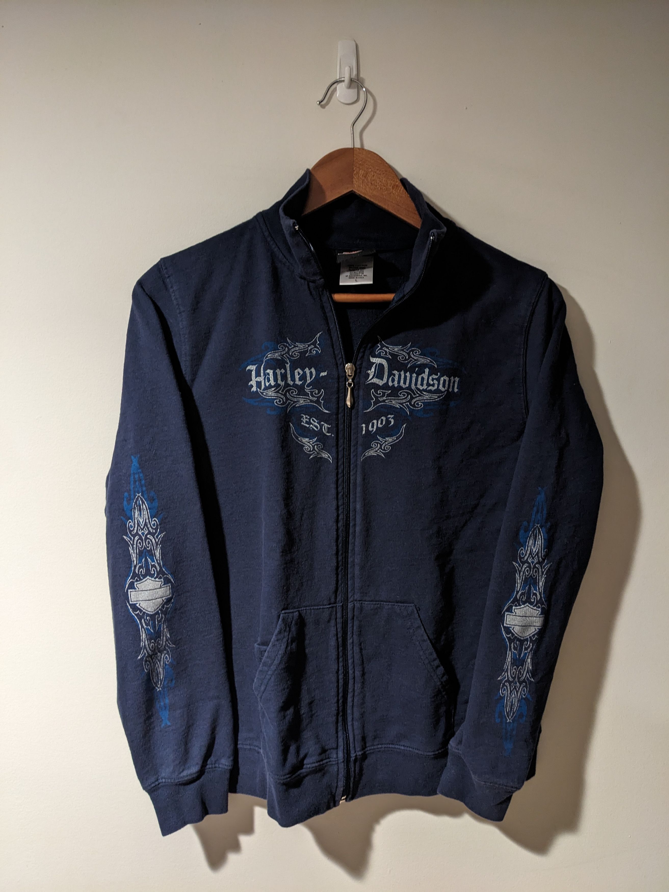 Harley Davidson × Vintage Vintage 2001 Harley Davidson Woman's Large Full Zip Hoodie Size L / US 10 / IT 46 - 1 Thumbnail