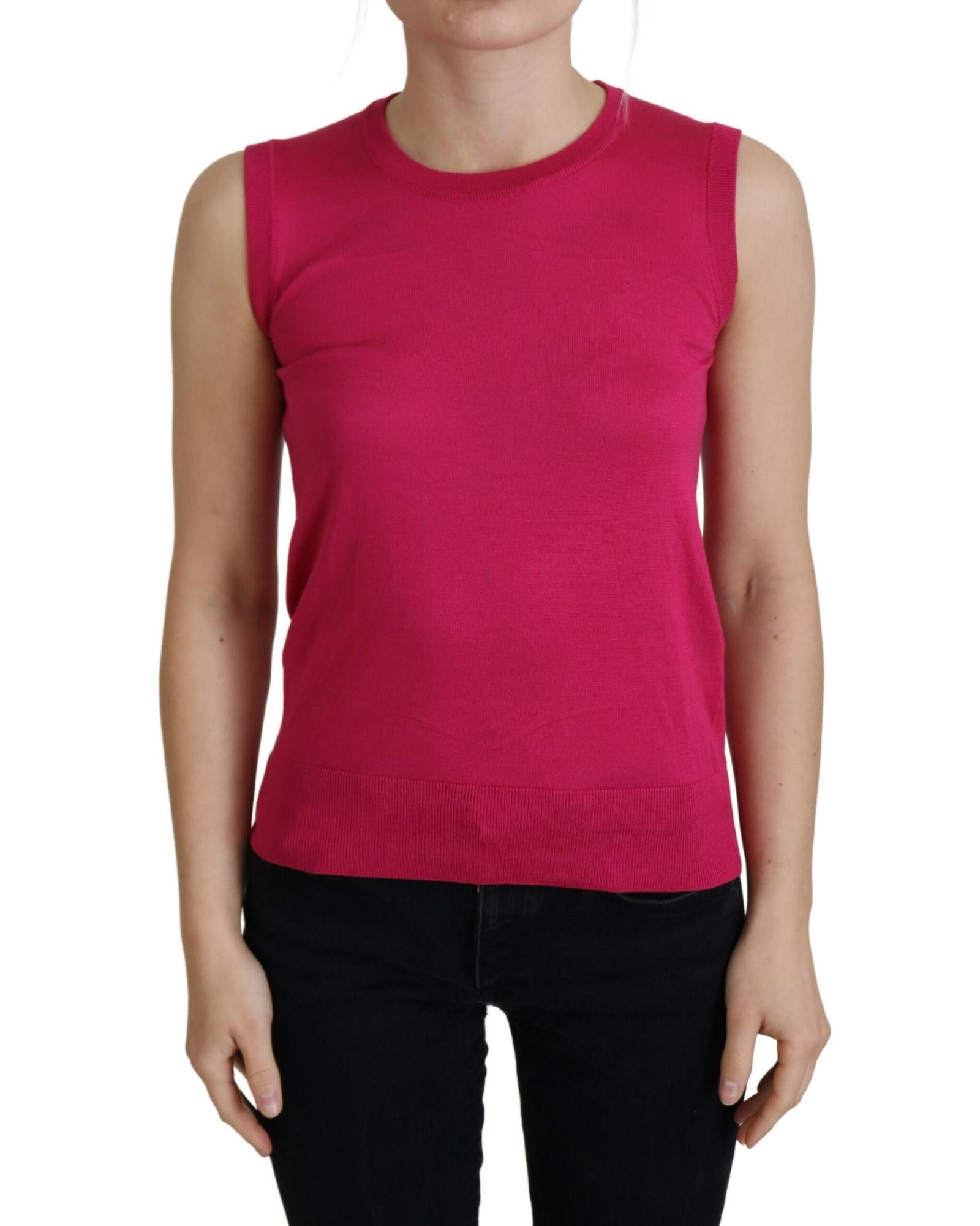 Image of Dolce Gabbana Sleeveless Silk Tank Top in Pink, Women's (Size XS)