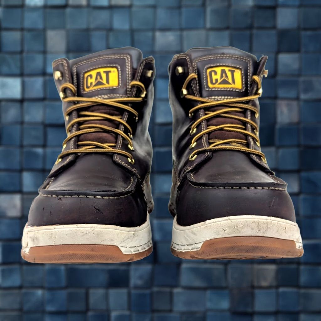 Vintage CAT Impact Waterproof Carbon Composite Toe Work Boots Mens 14 Brown Lace Up P91402 Size US 14 / EU 47 - 1 Thumbnail