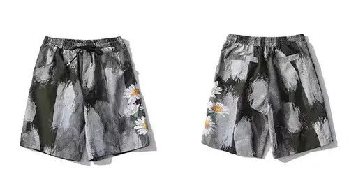 Japanese Brand 20SS Indigo Union Japan Dark Olive Ink Flowers Aloha Short Size US 32 / EU 48 - 2 Thumbnail